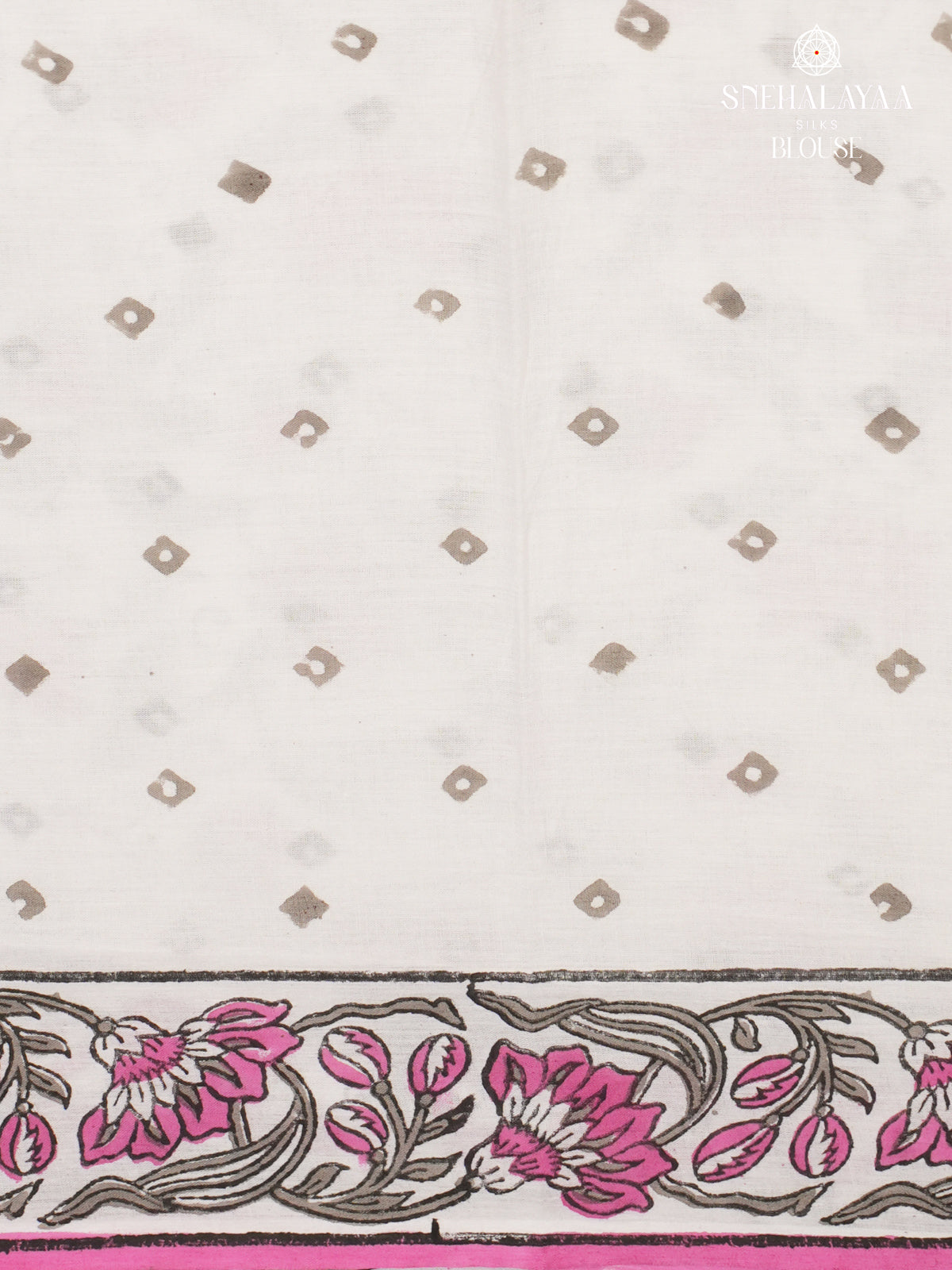 White Jaipur Cotton Saree