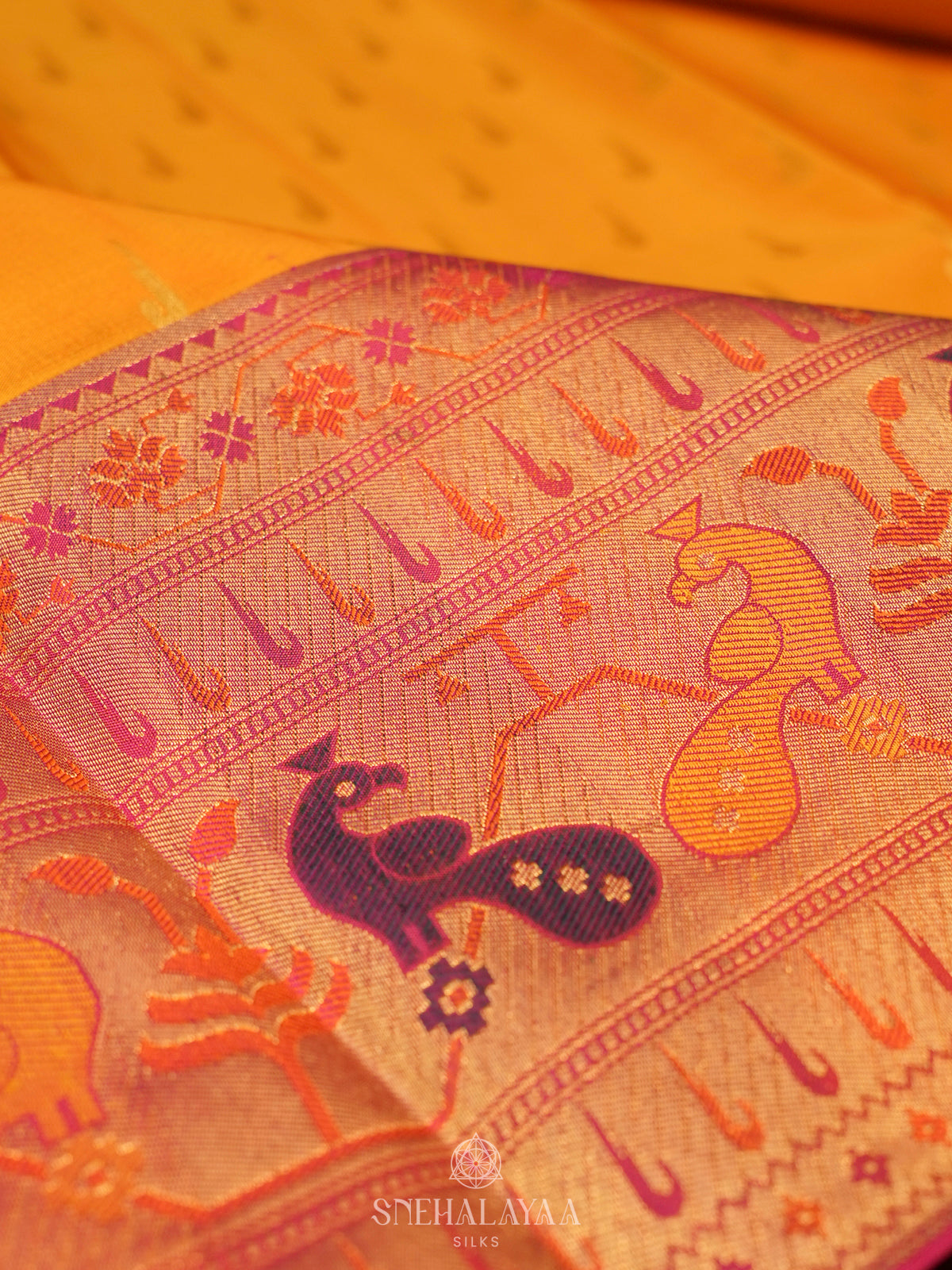 Mango Yellow Kanjivaram Silk Saree