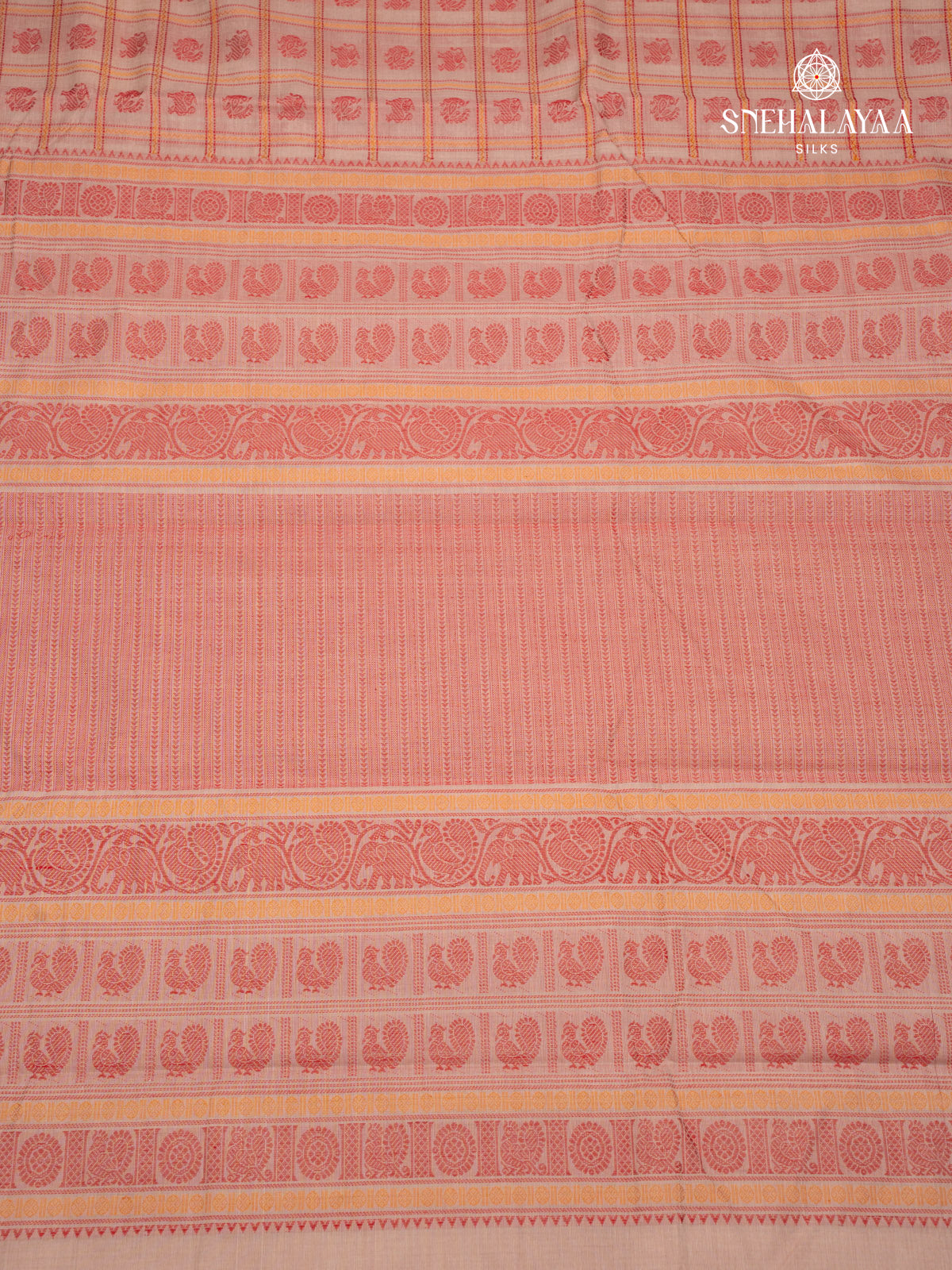 Peach Pure Kanchi Cotton Saree