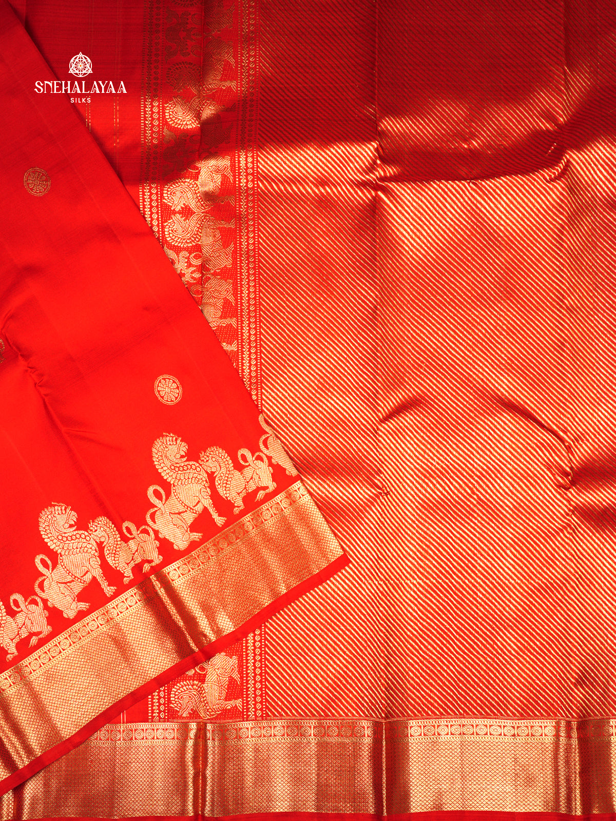 Rust Orange Kanjivaram Silk Saree