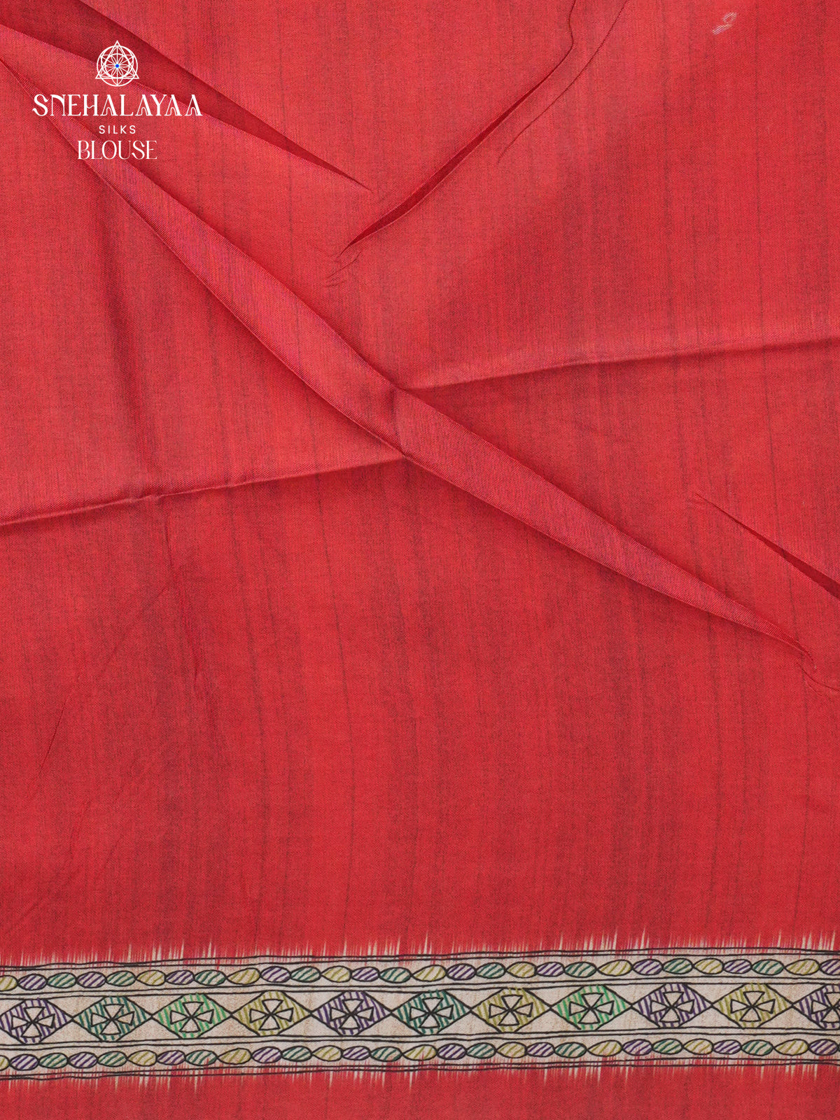 Red Madhubani Printed Saree