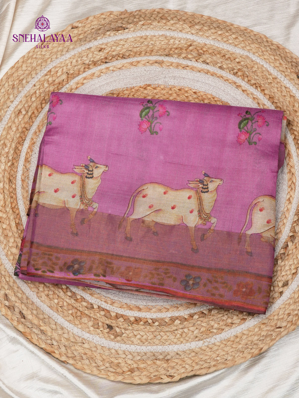 Lavender Tussar Silk Saree