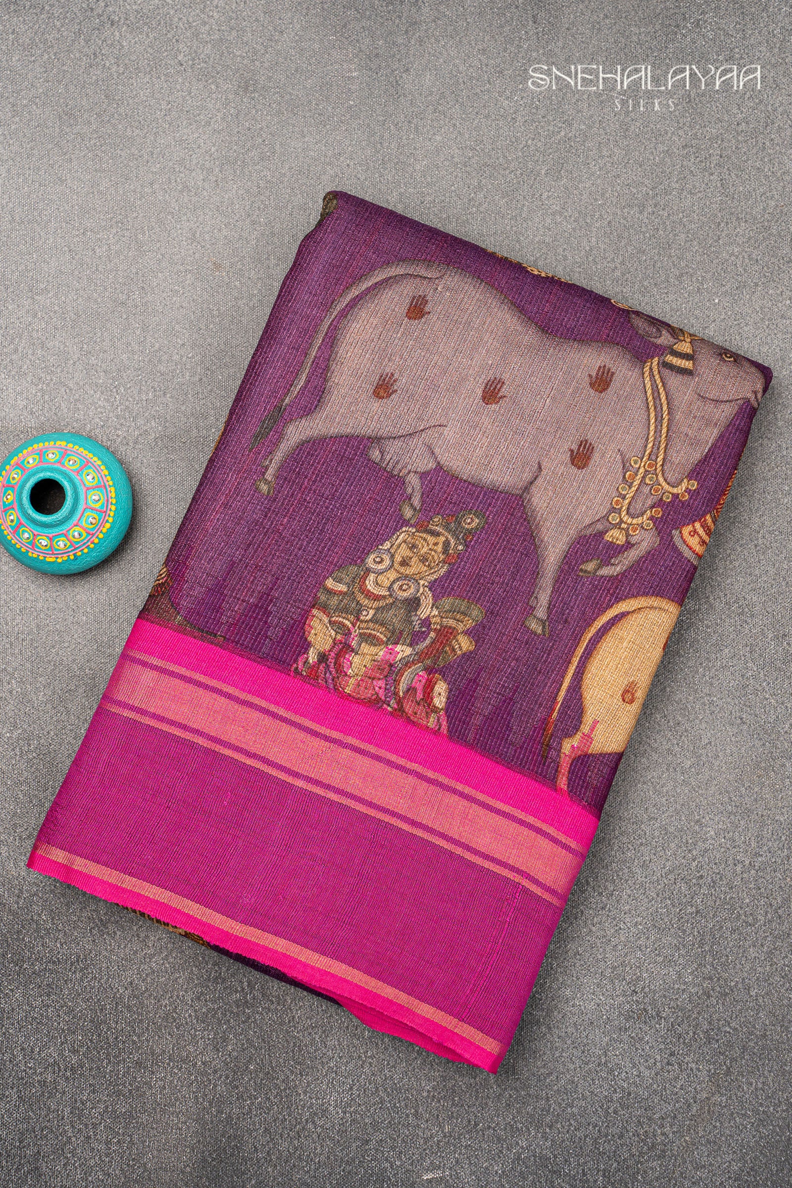 Mauve Purple Jute Tussar Saree
