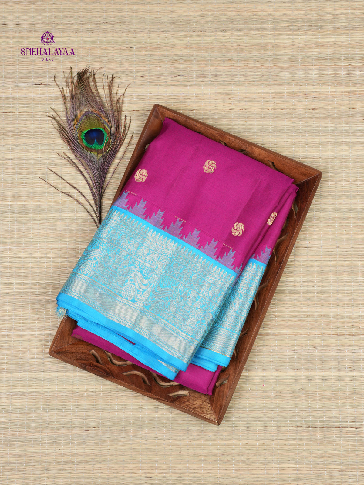 Magenta Gadwal Silk Saree