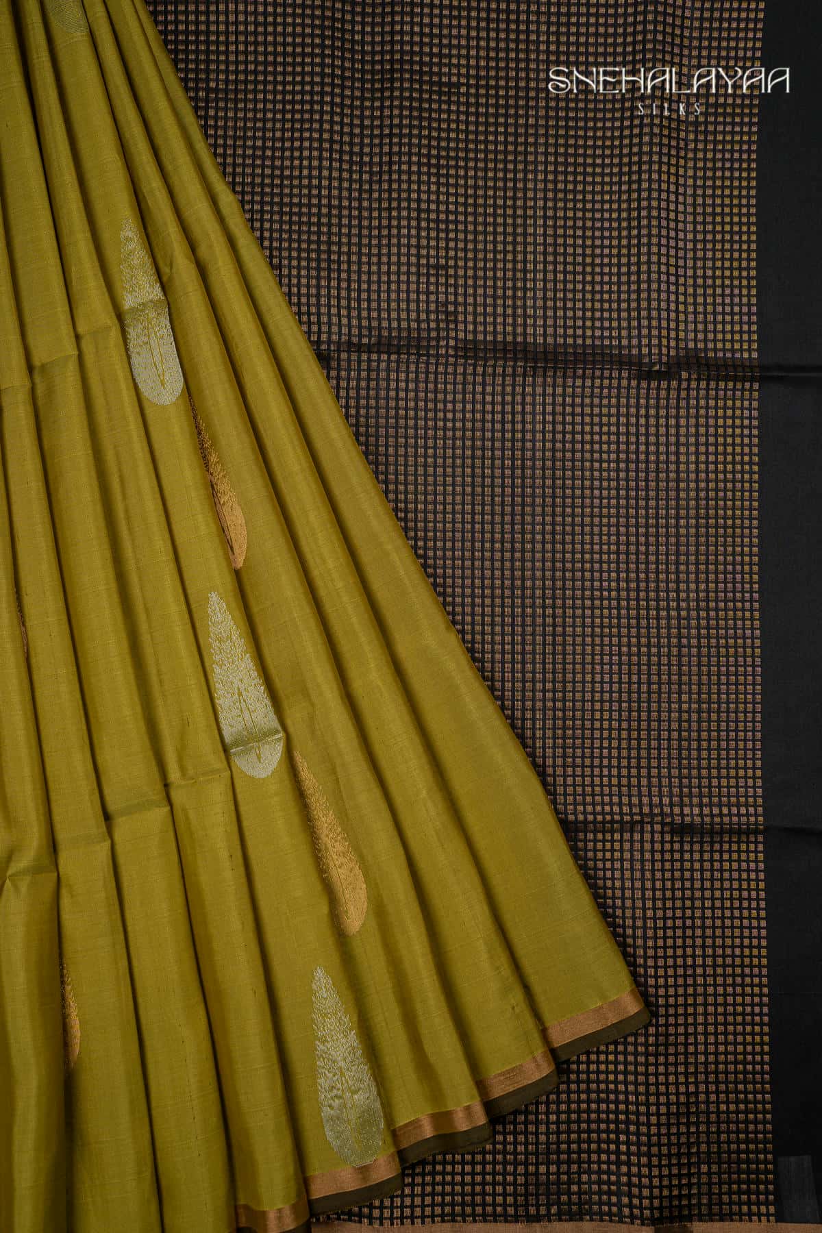 Olive Green Soft Silk Saree