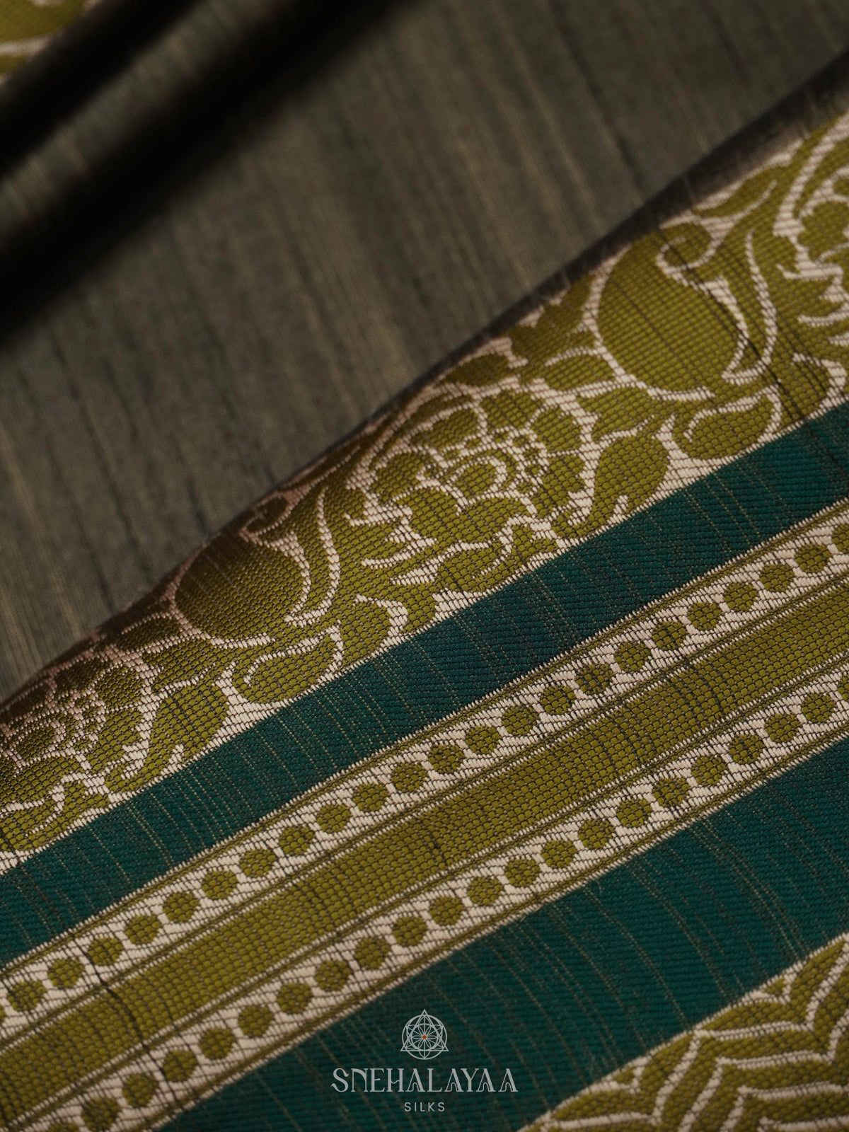 Olive Green Munga Tussar Saree