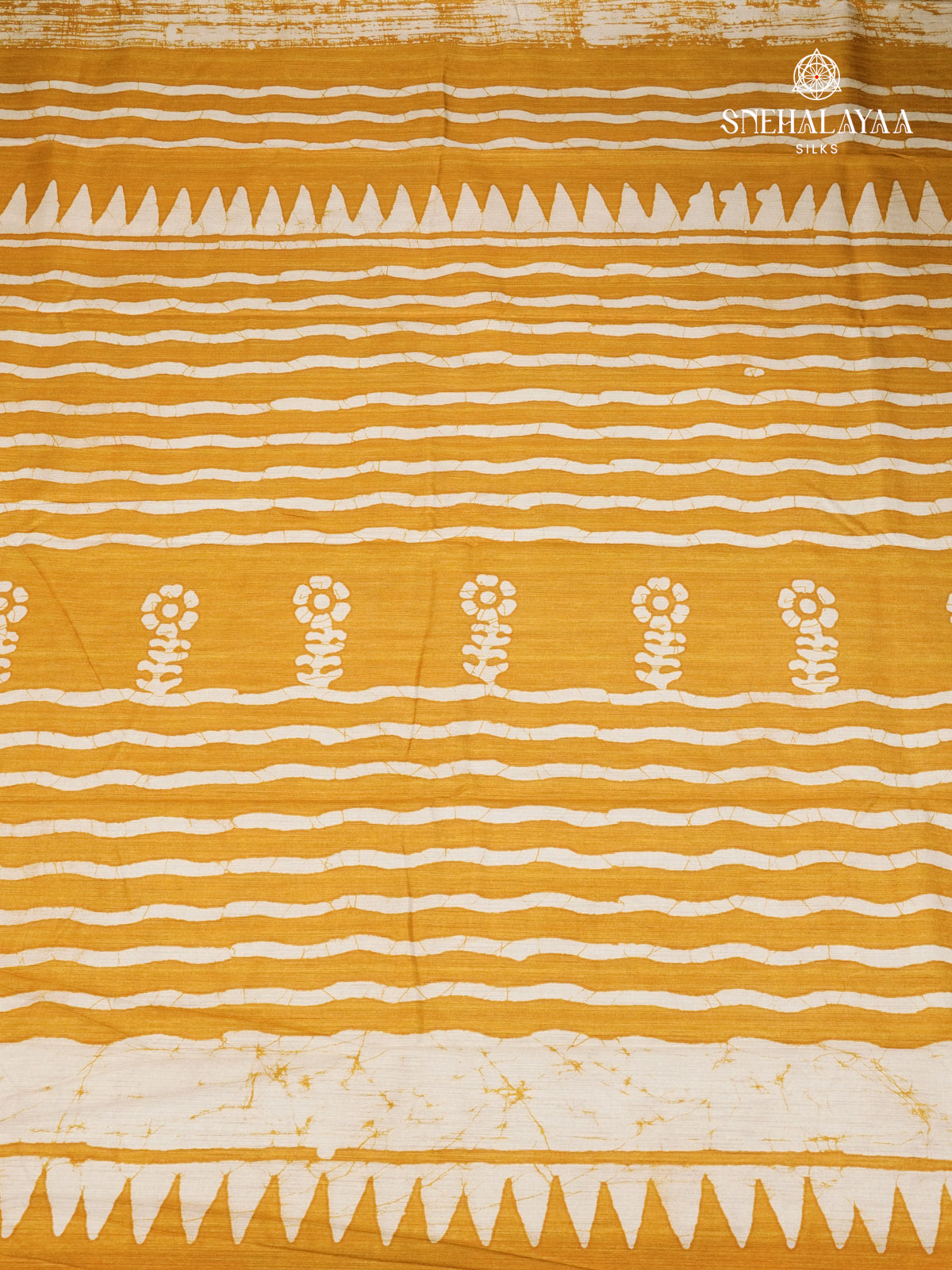 Yellow Printed Tussar Saree