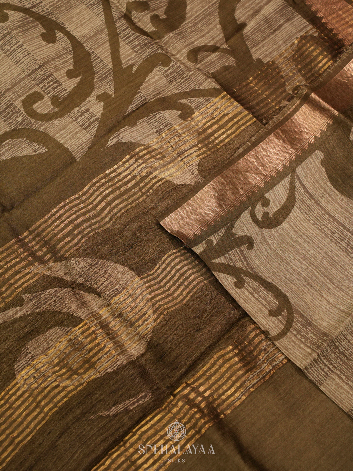 Brown Chanderi Saree