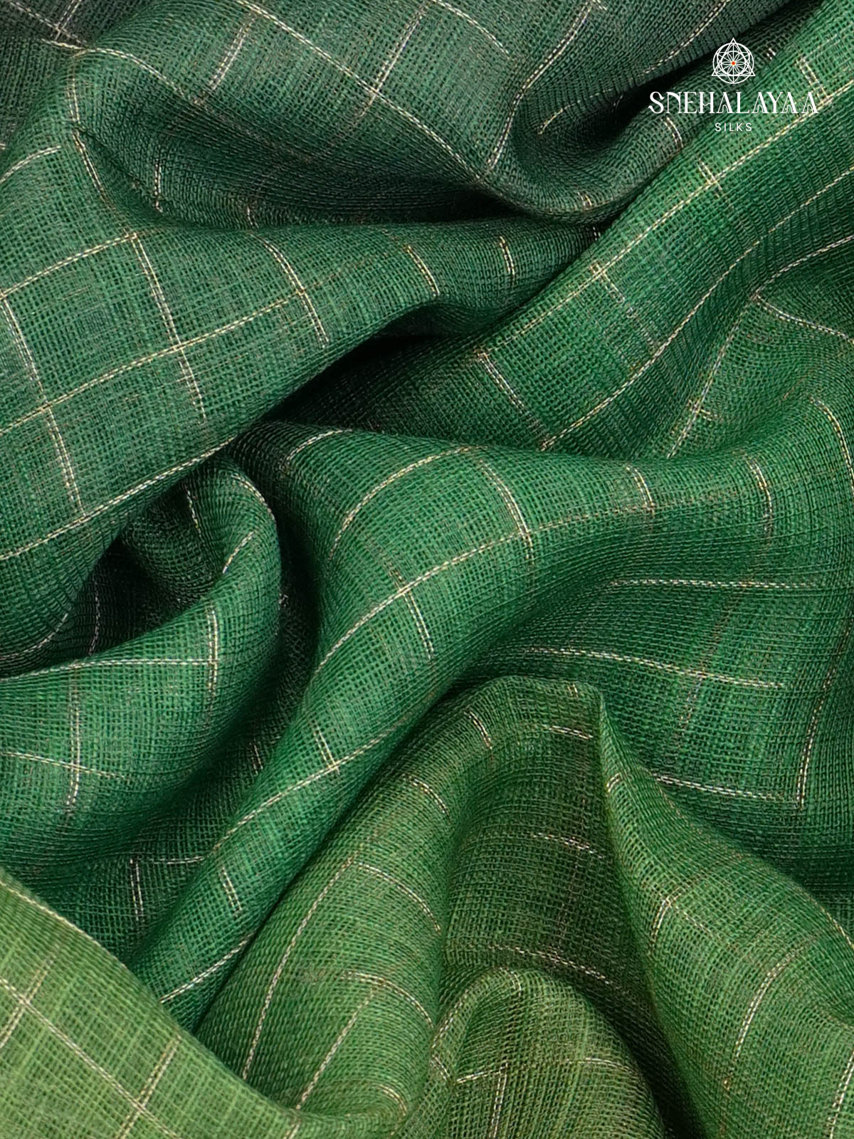 Forest Green Linen Saree