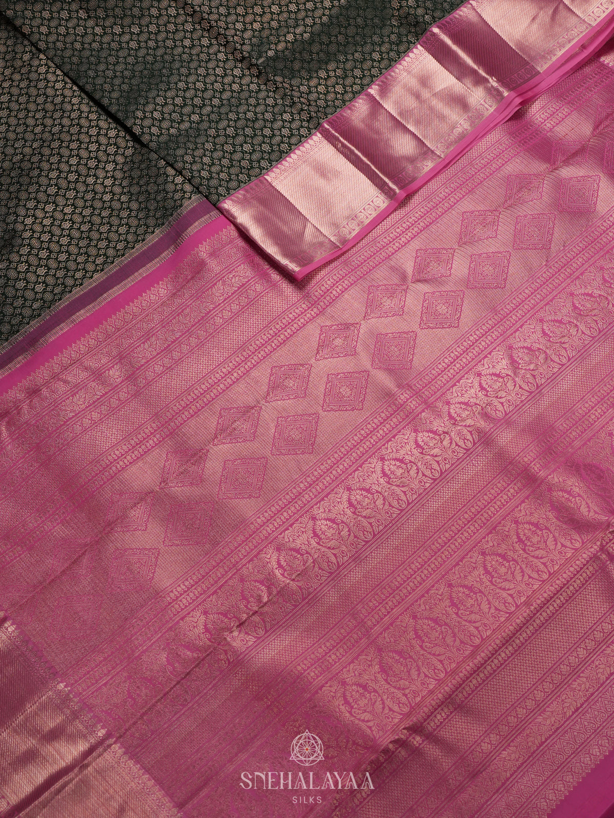 Forest Green Kanjivaram Silk Saree