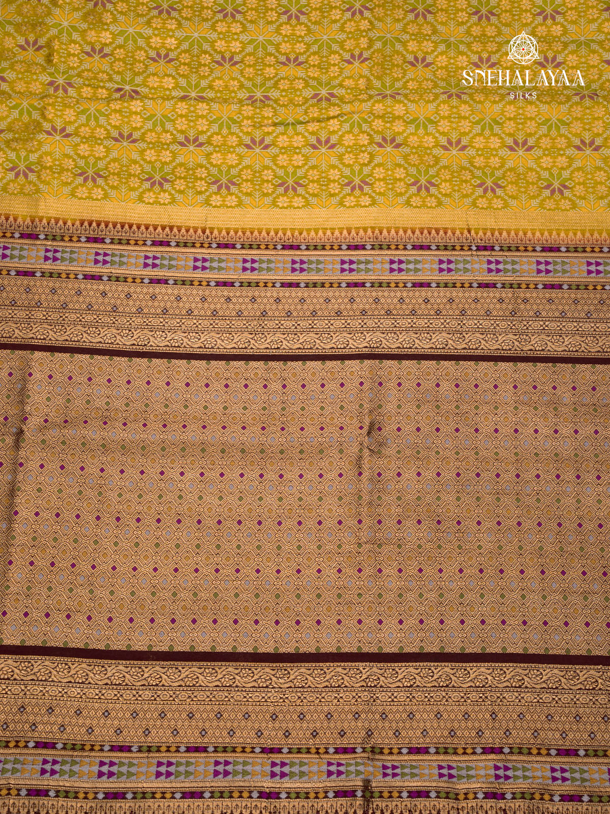 Mustard Yellow Ikat Silk Saree