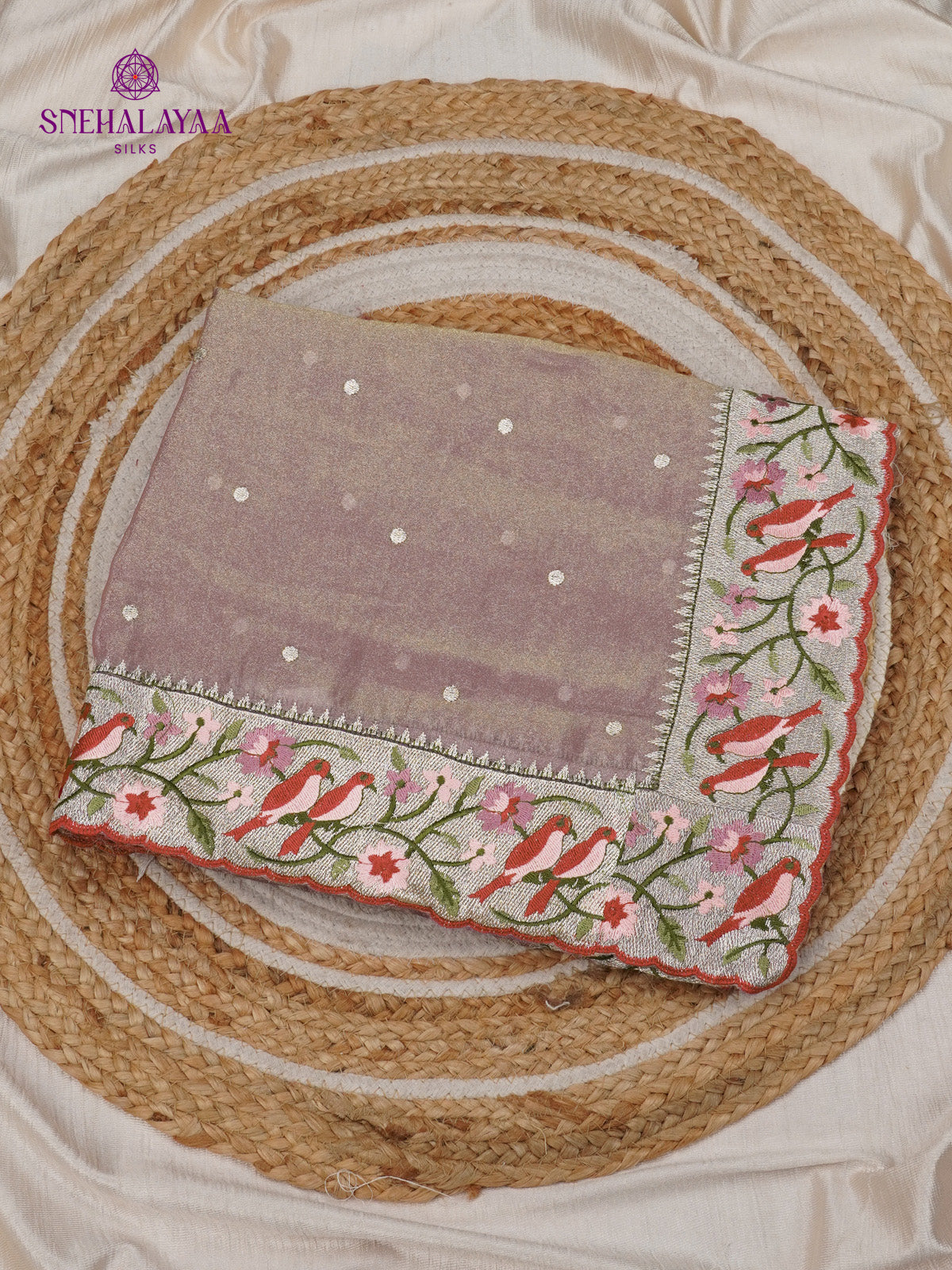 Plum Embroidery Designer Saree