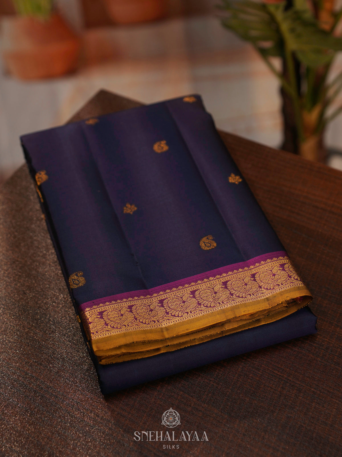 Navy Blue Kanjivaram Silk Saree