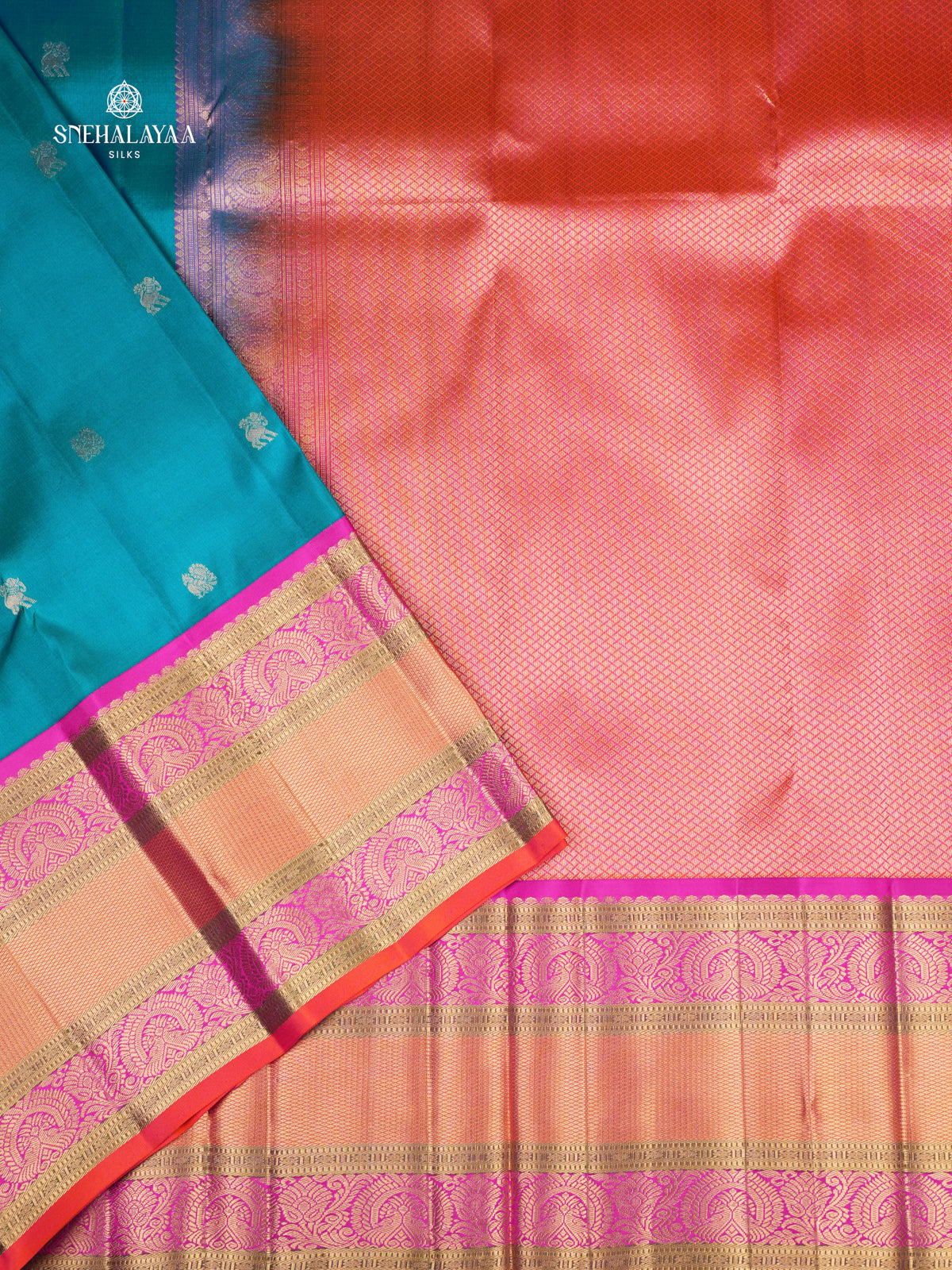 Peacock Blue Kanjivaram Silk Saree