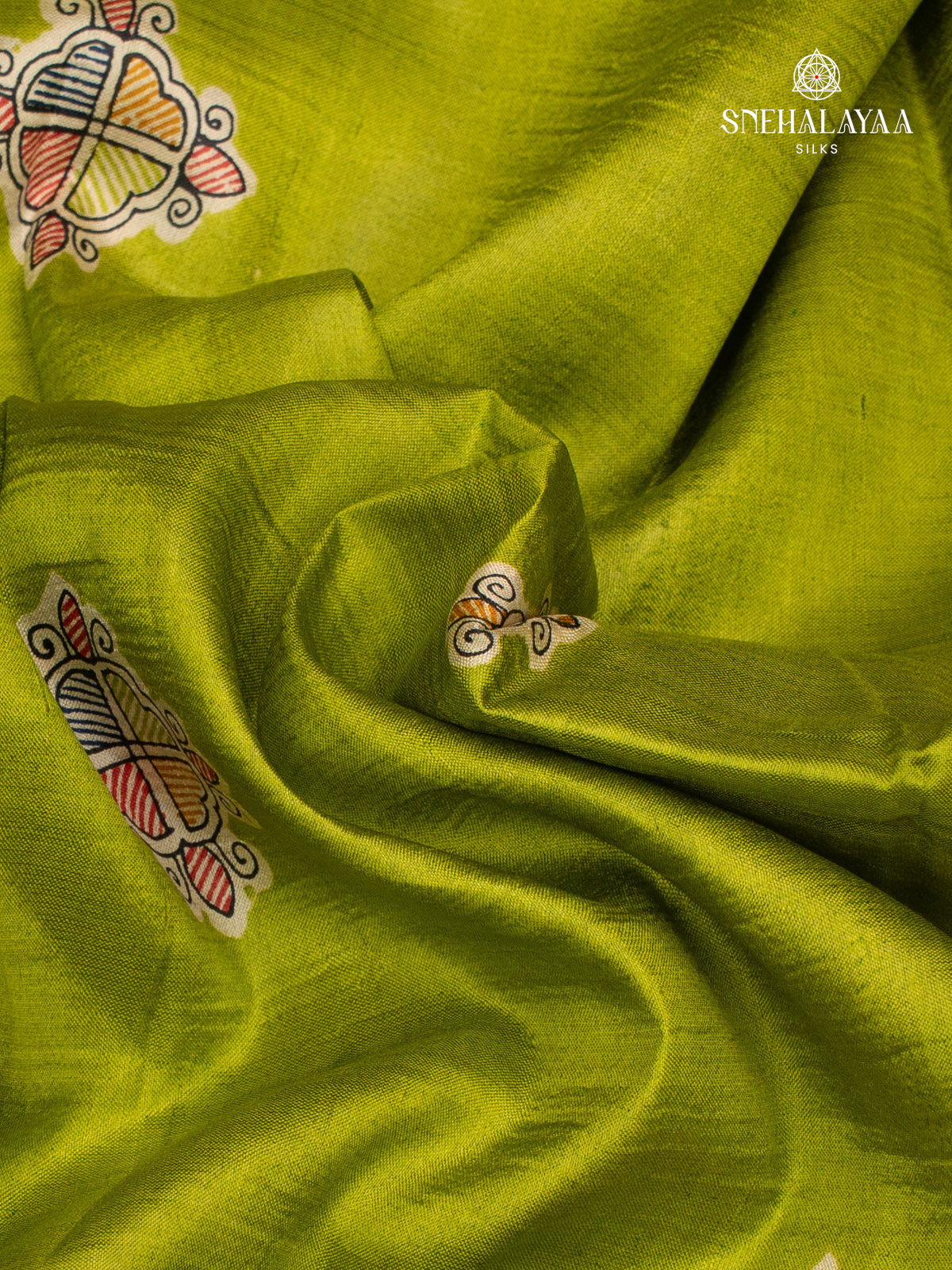Green Printed Tussar Saree