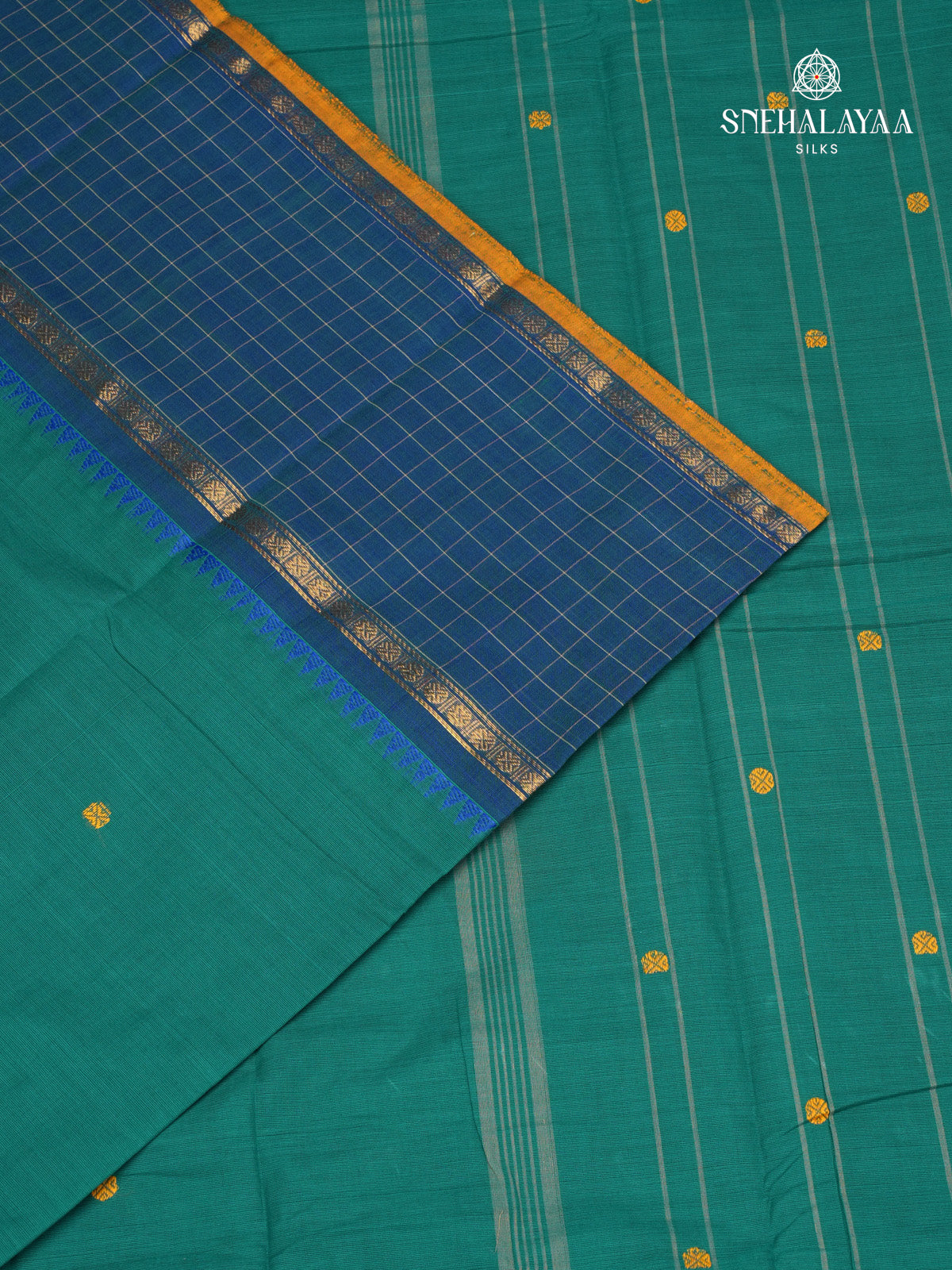Teal Blue Chettinad Cotton Saree