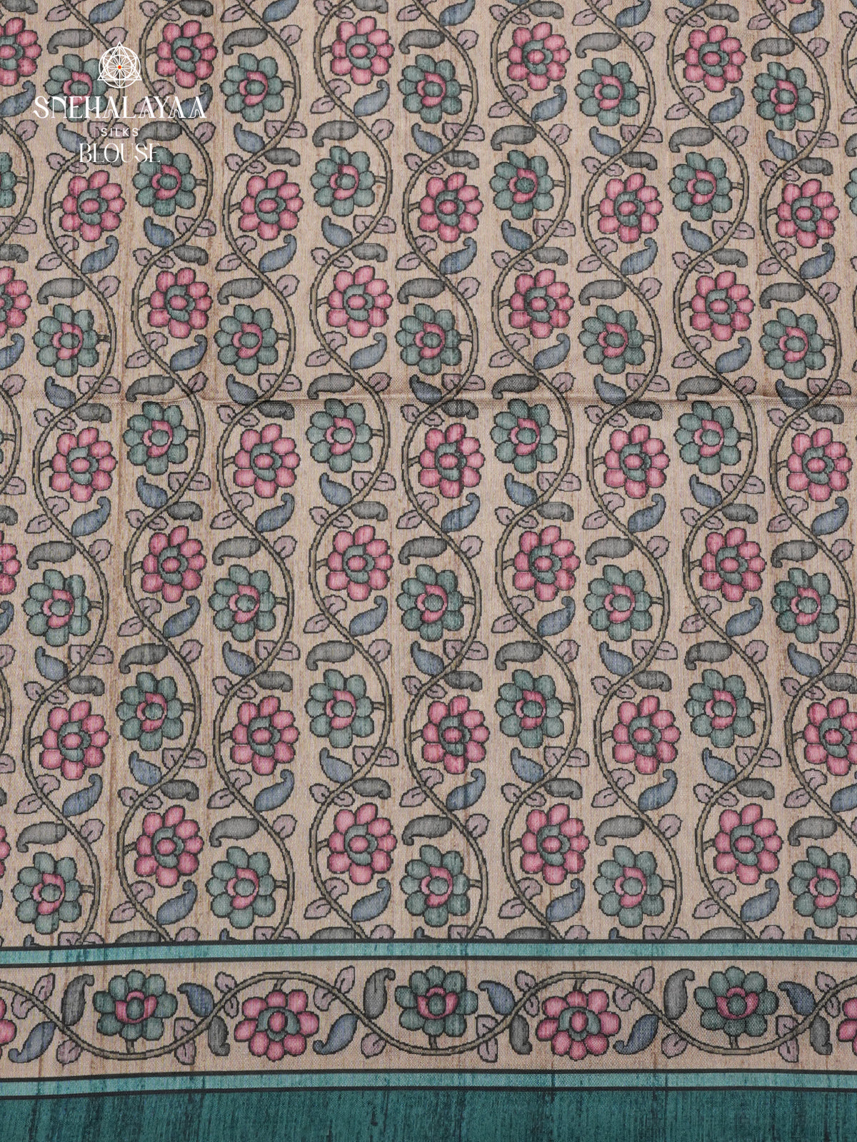 Green Tussar Embroidery Saree