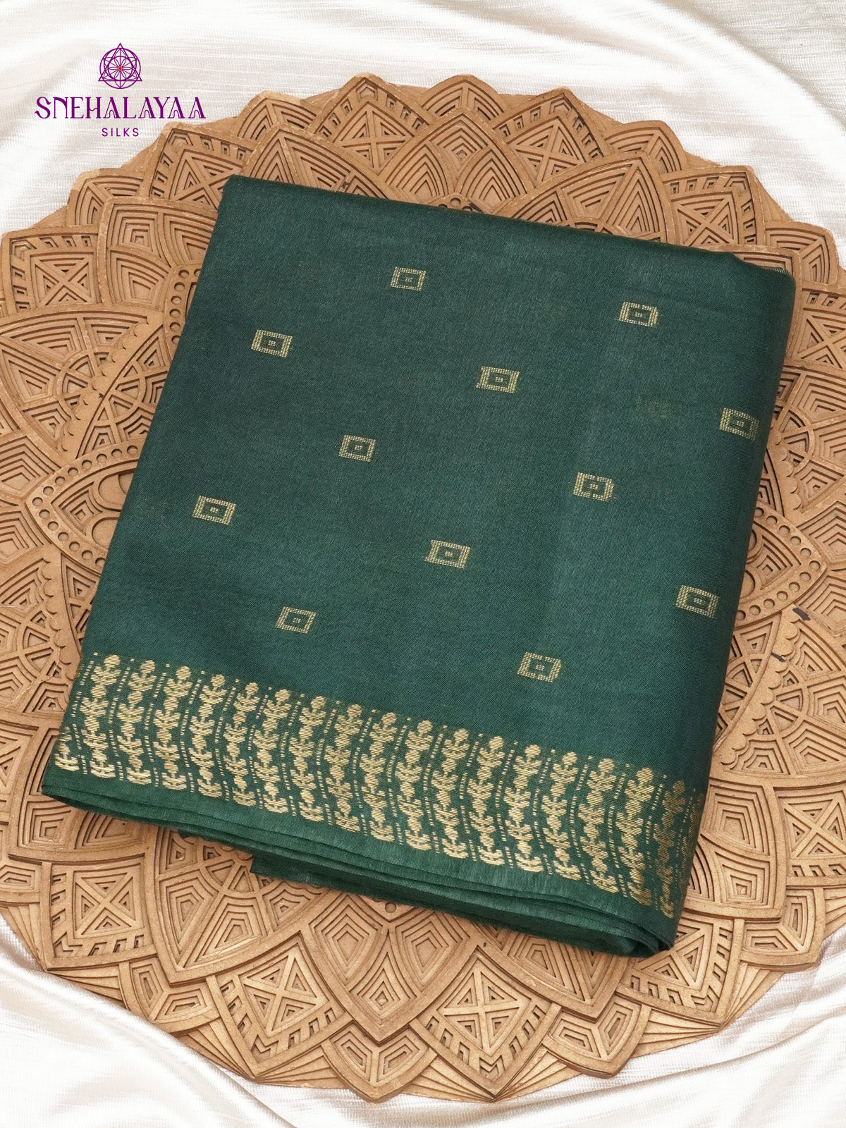 Forest Green Bamboo Silk Saree