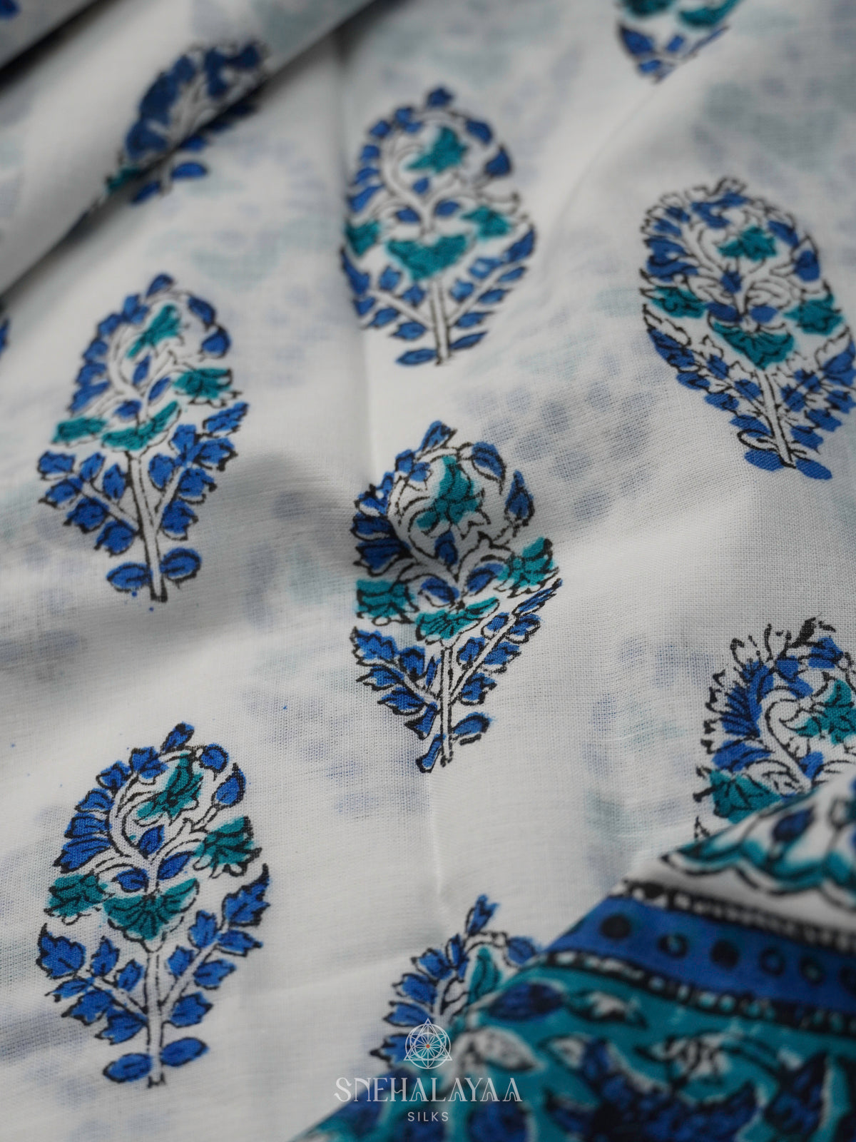 White Jaipur Cotton Saree