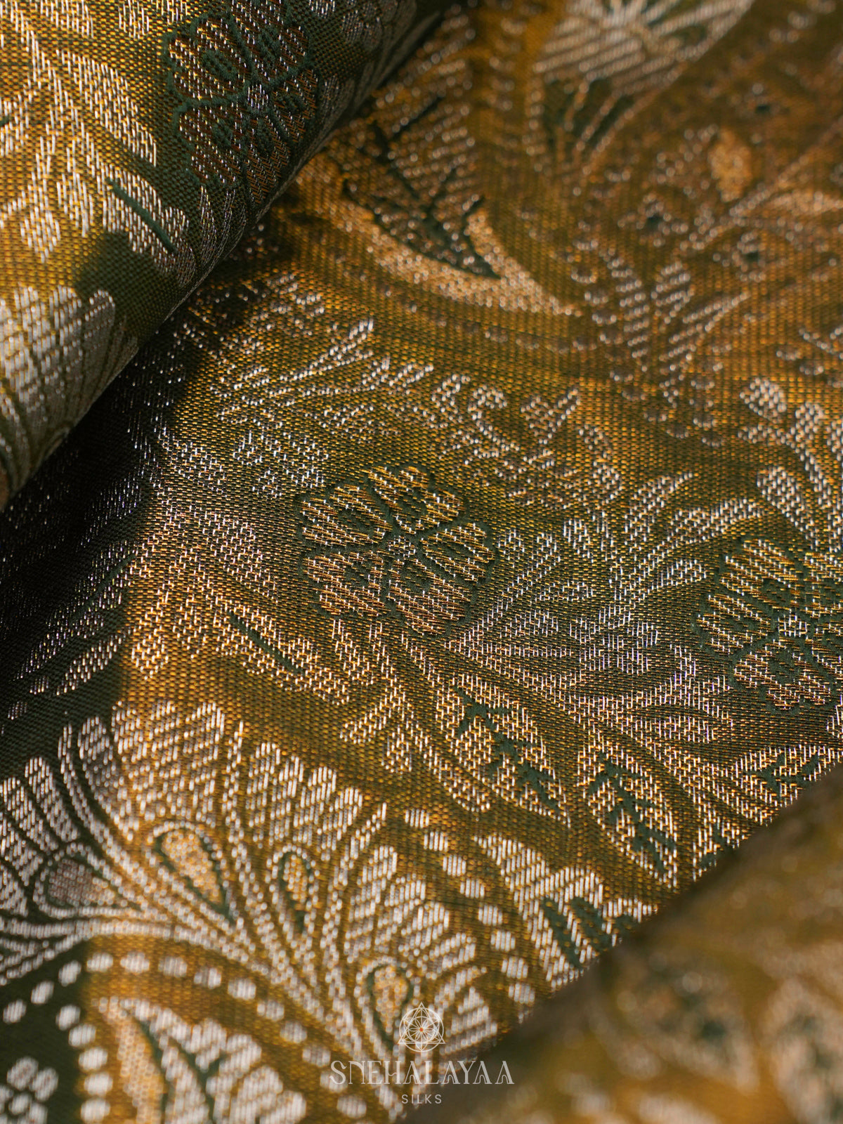 Olive Green Kanjivaram Silk Saree
