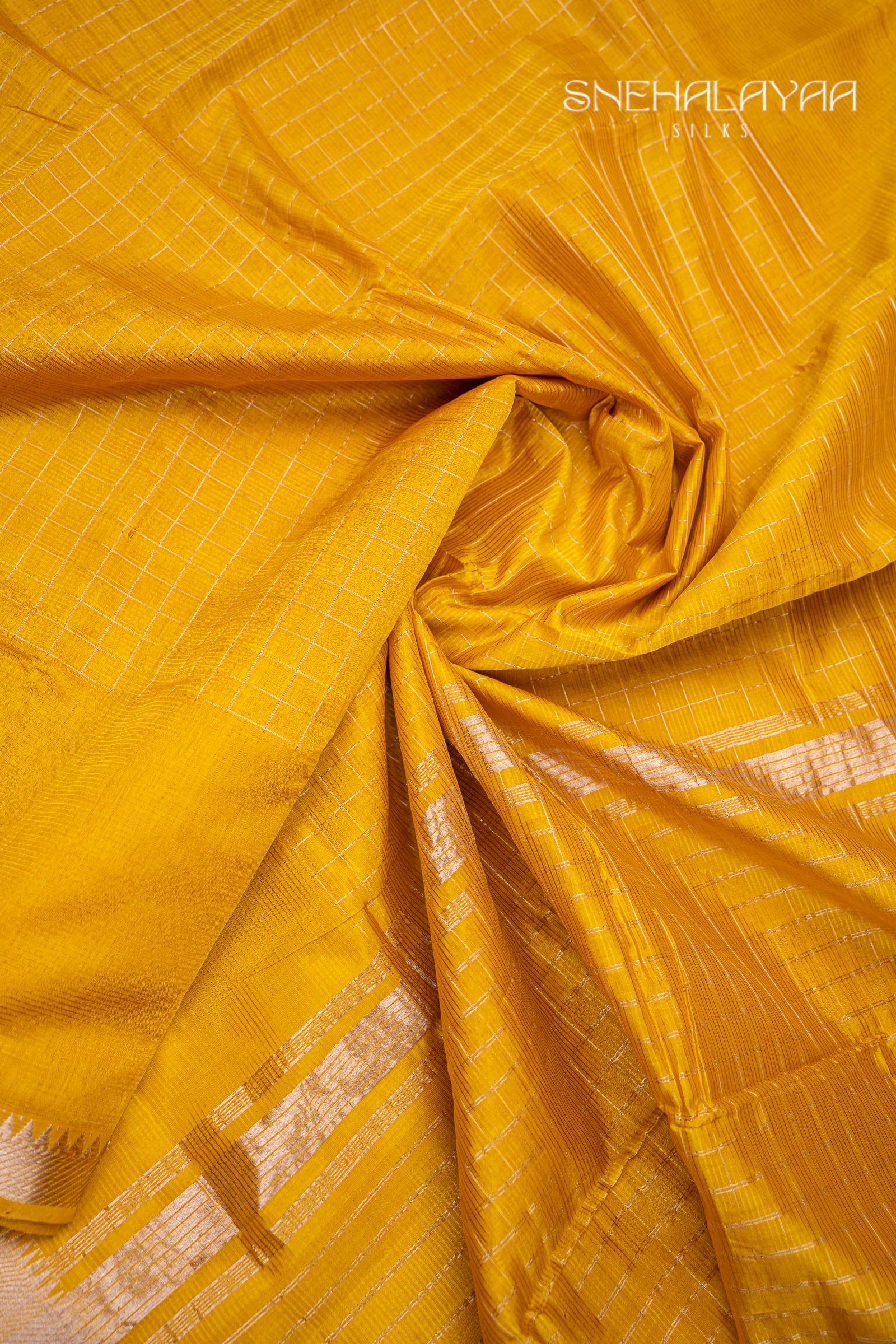 Mango Yellow Mangalgiri Silk Saree