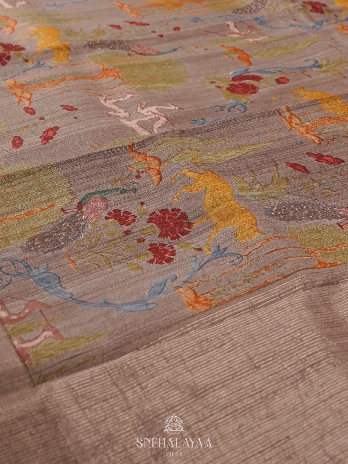 Grey Matka Tussar Saree