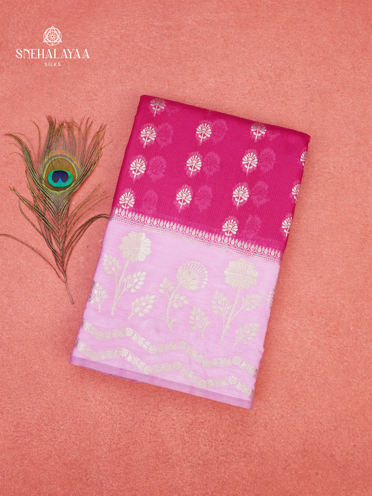 Rani Pink Banaras Jute Saree