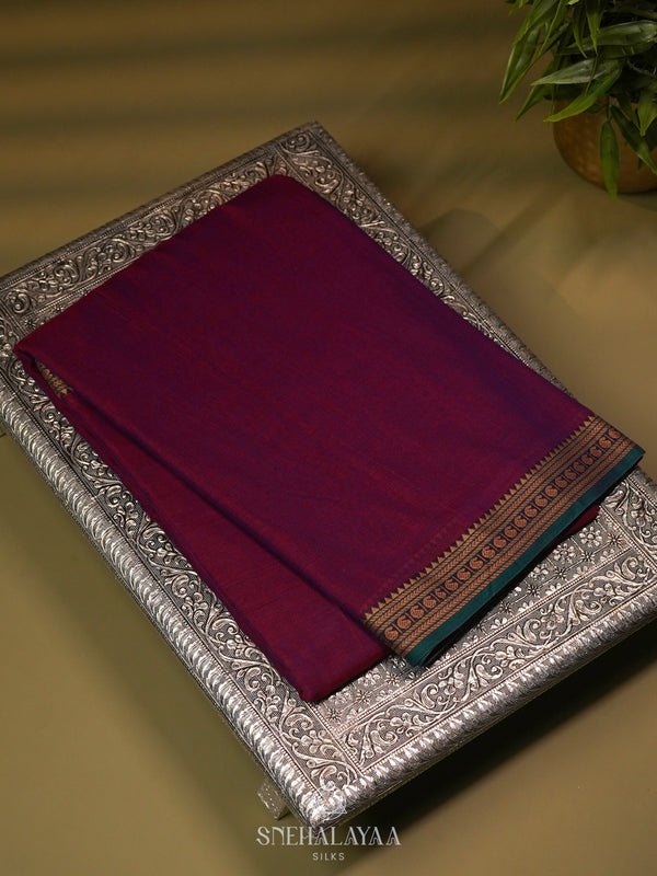 Magenta Naranyanpaet Cotton Saree without Blouse