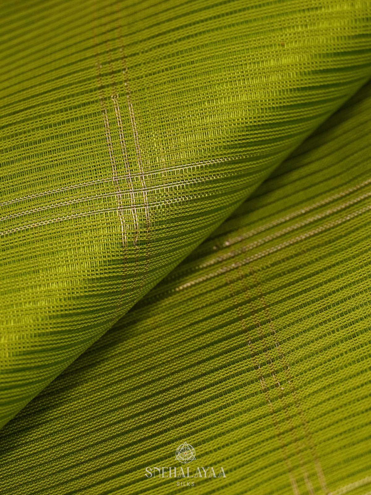 Lime Green Mangalagiri Silk Cotton Saree