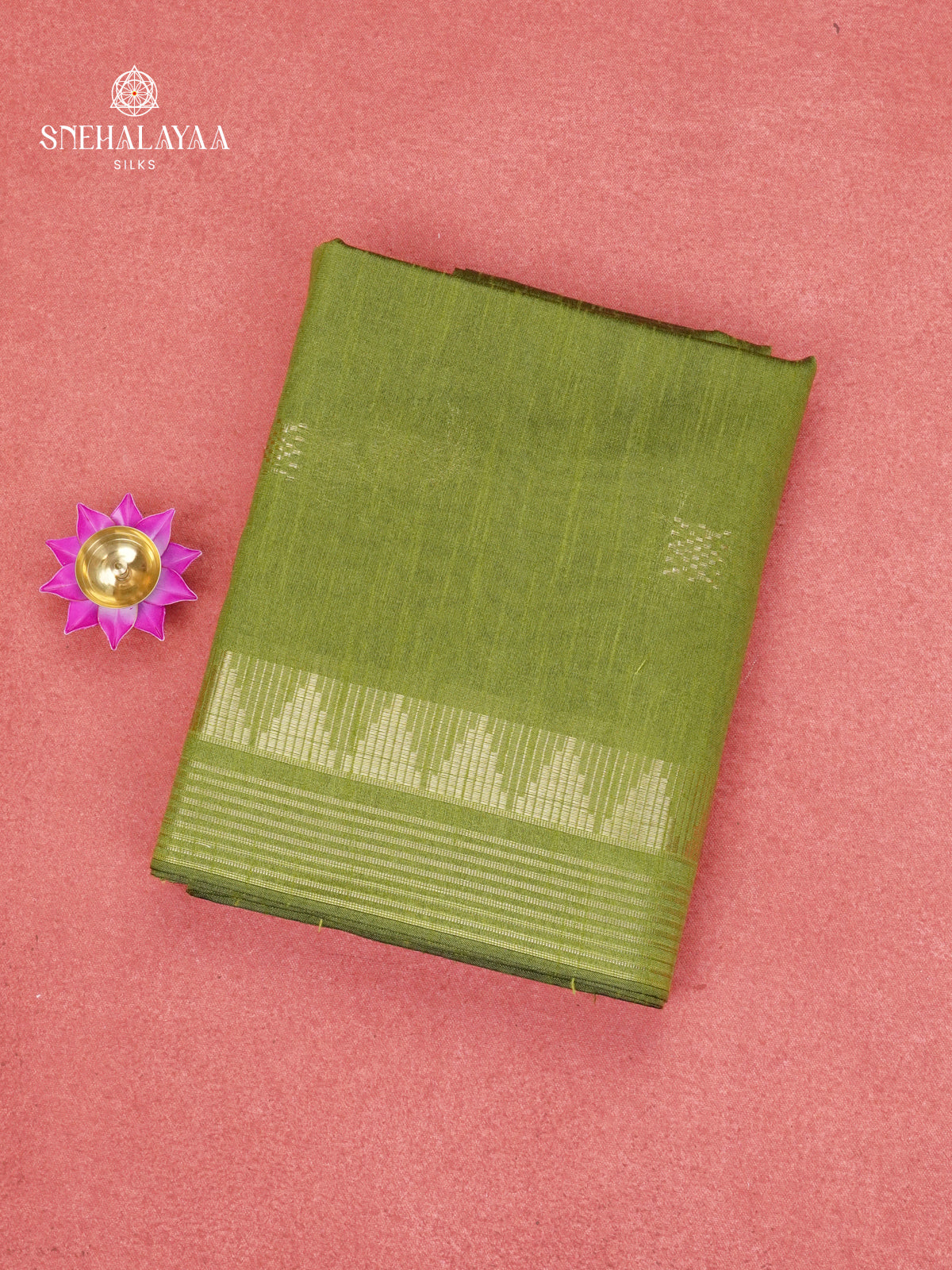 Olive Green Bamboo Silk Saree