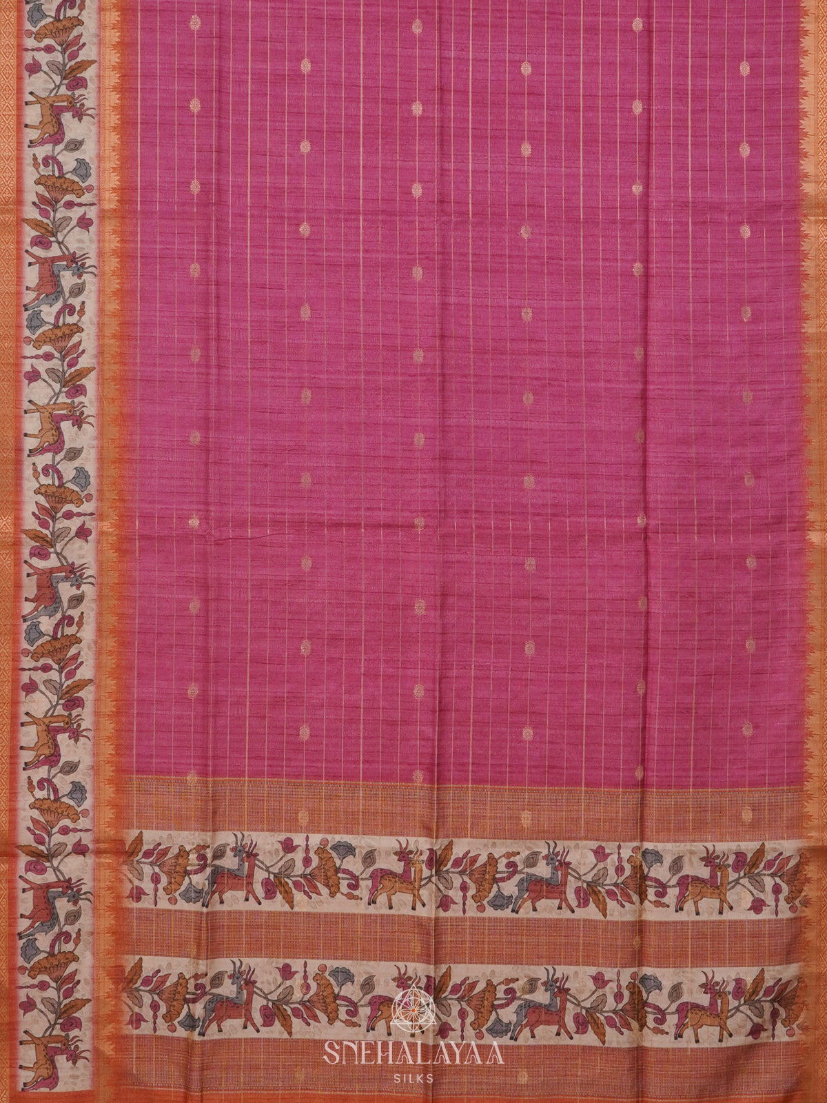 Pink Tussar Saree
