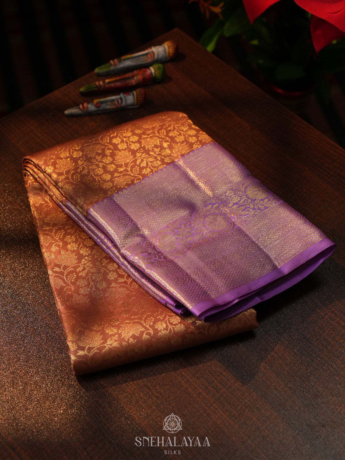 Dusty Rose Kanjivaram Silk Saree