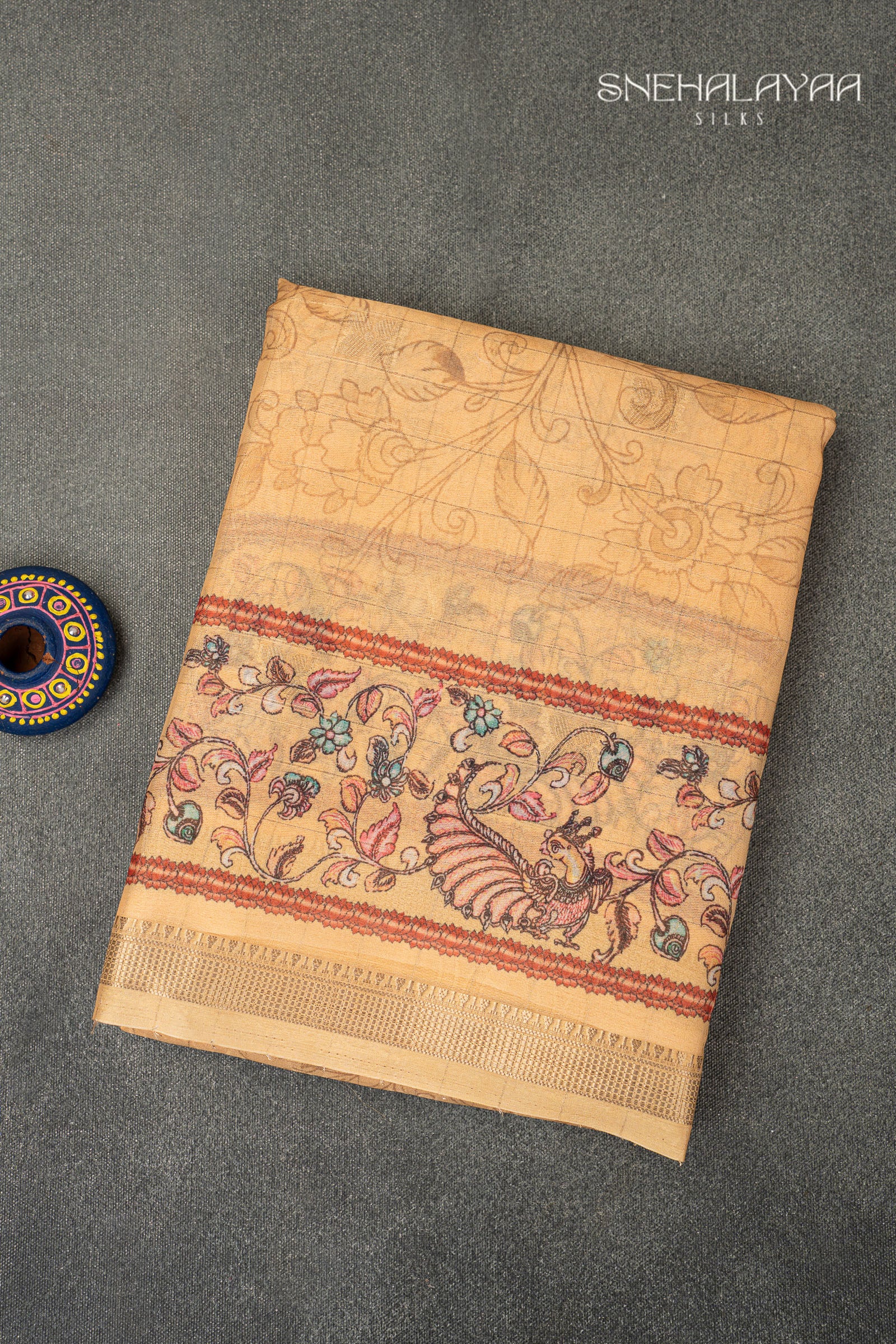 Cream Semi Matka Saree