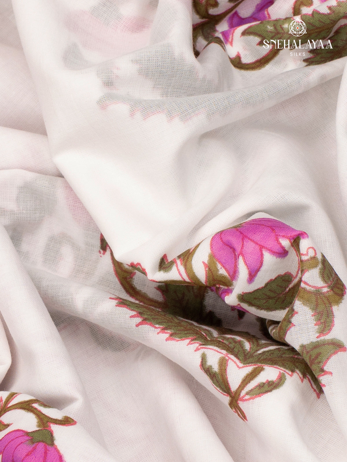 White Jaipur Cotton Saree