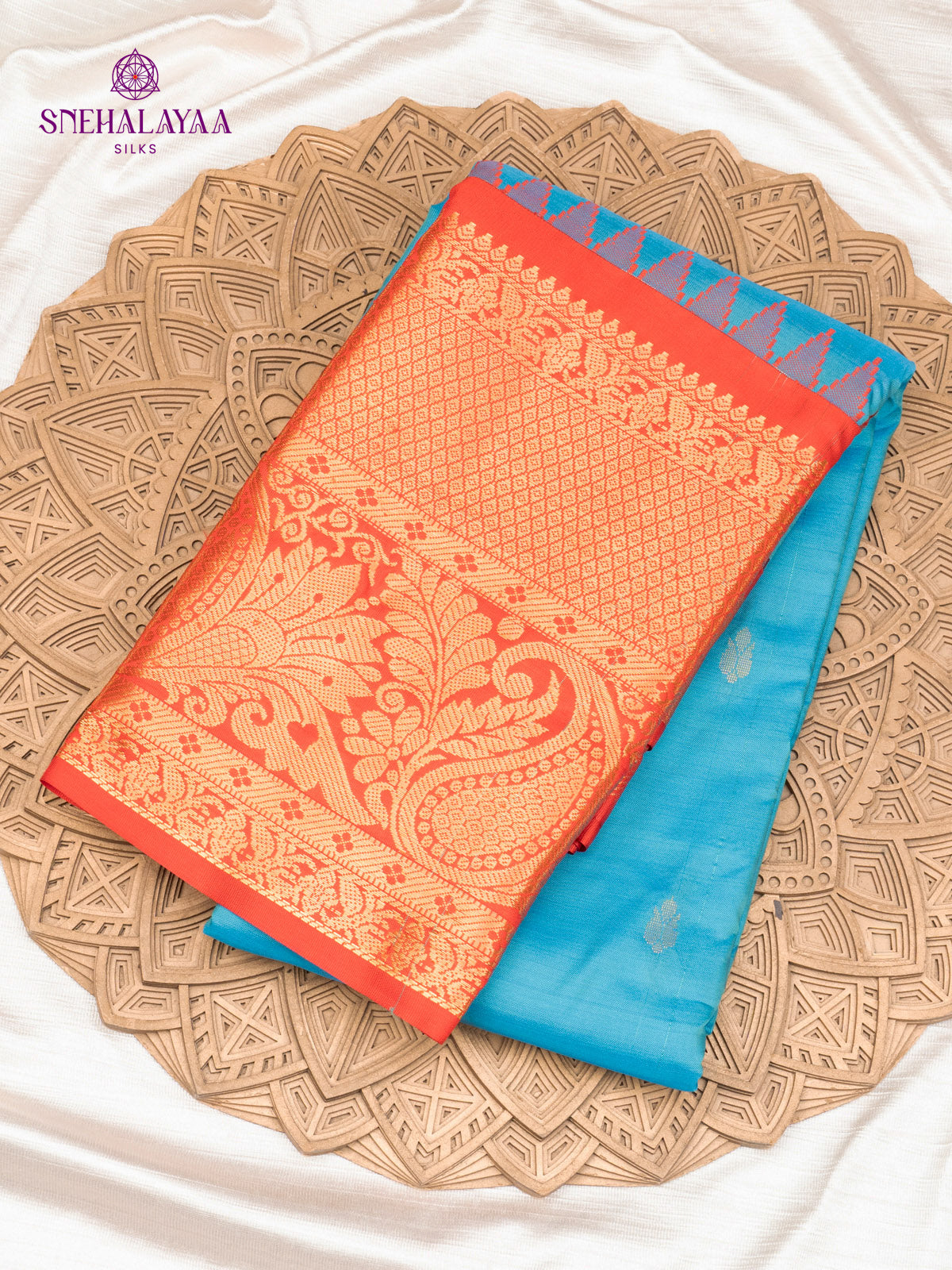 Sky Blue Gadwal Silk Saree