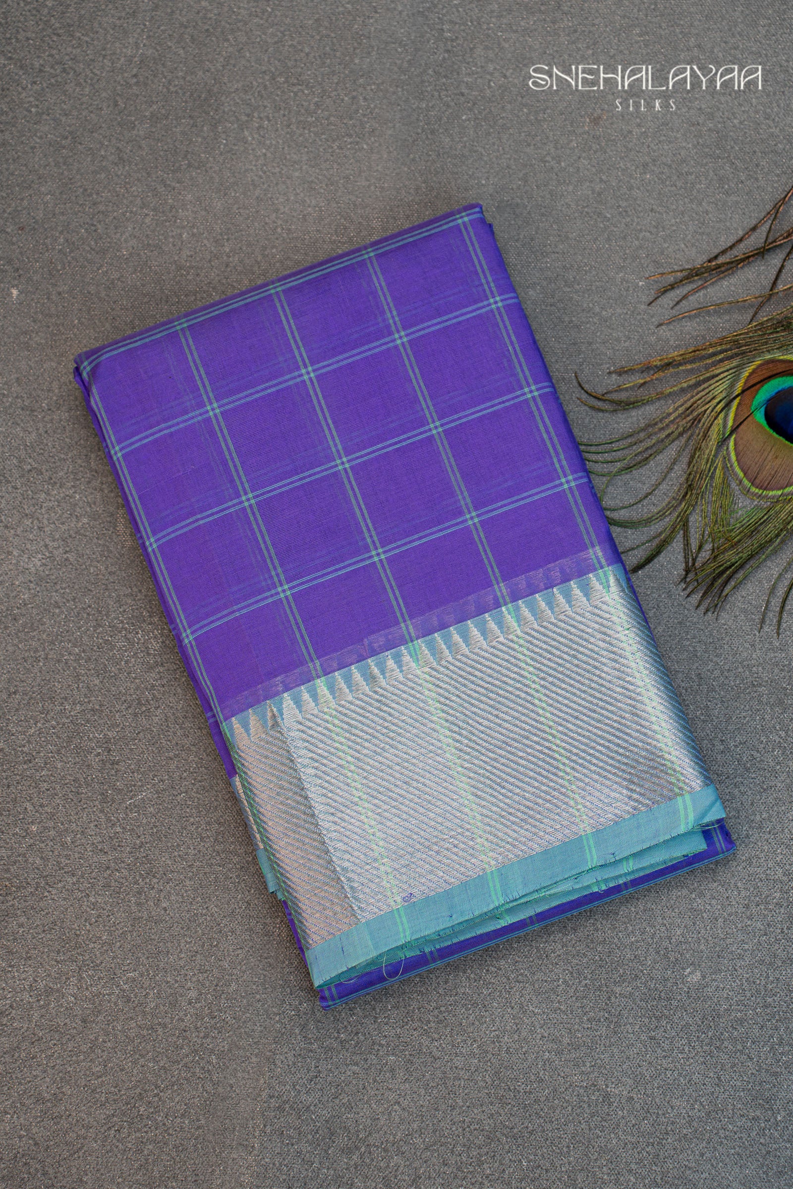 Blue Mangalgiri Silk Saree