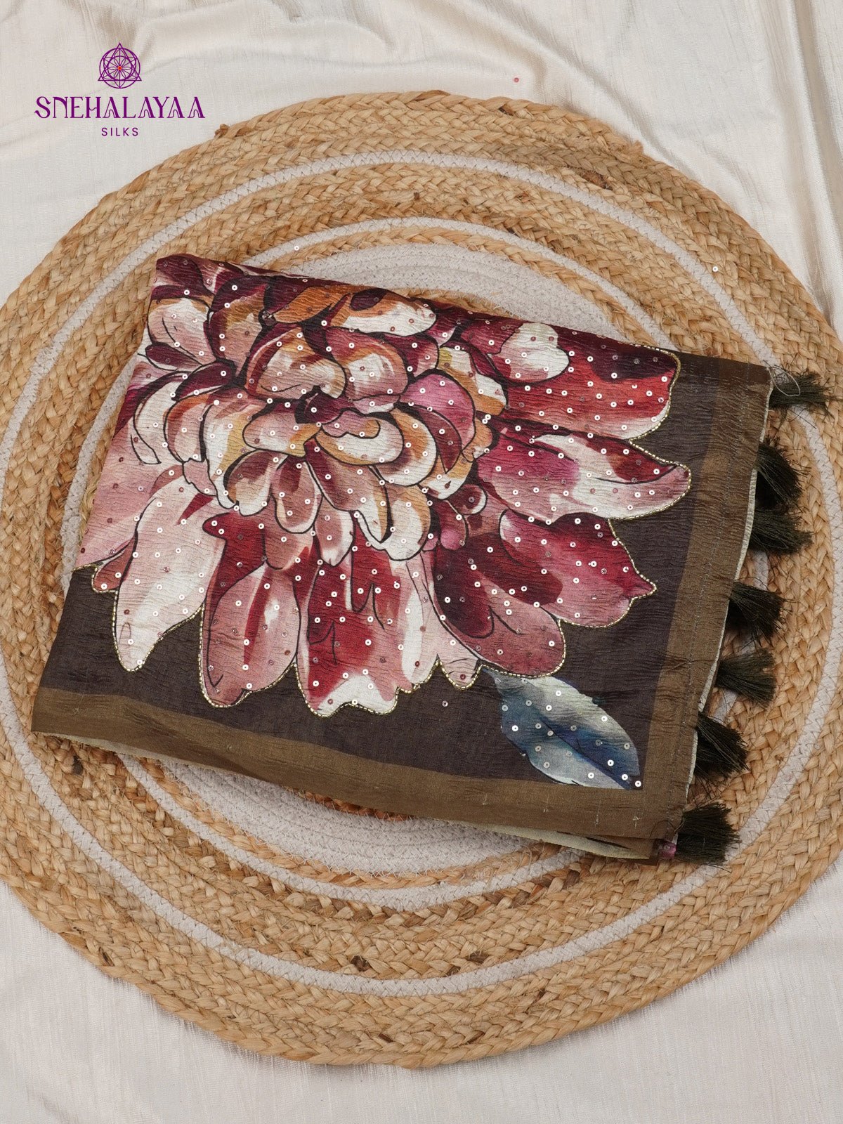 Bronze Crush Embroidery Saree