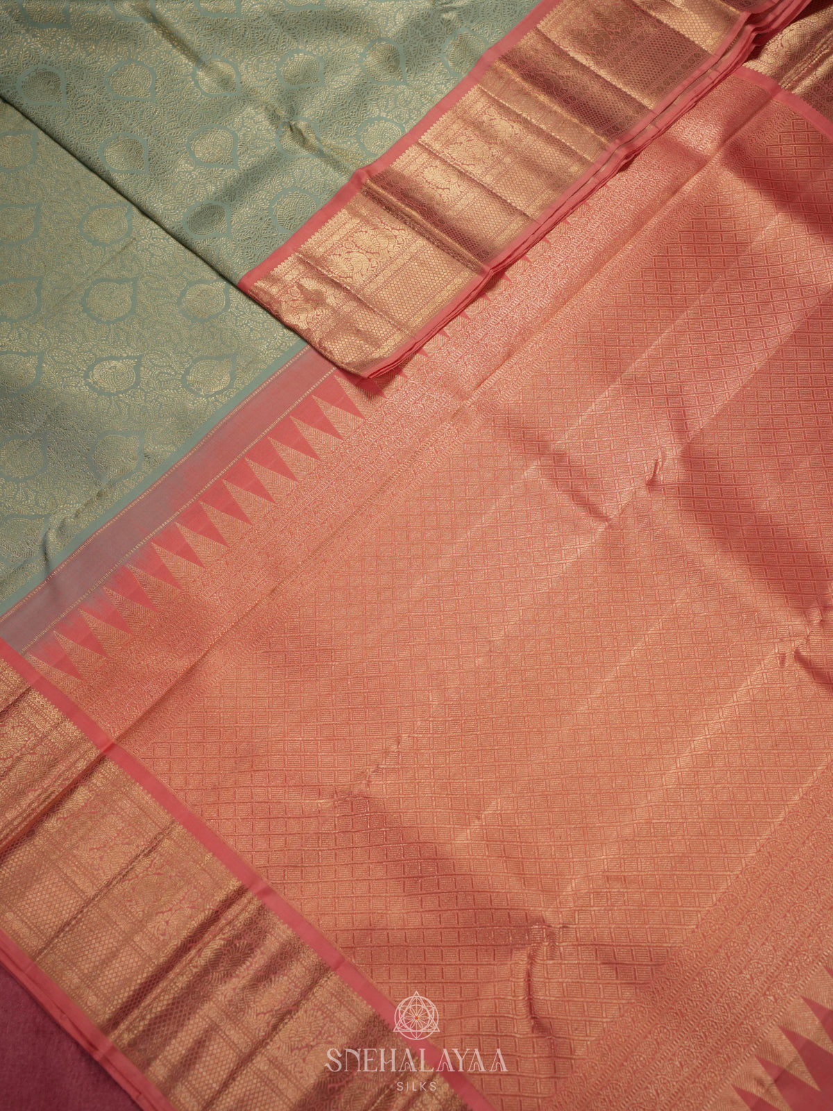 Pista Green Kanjivaram Silk Saree