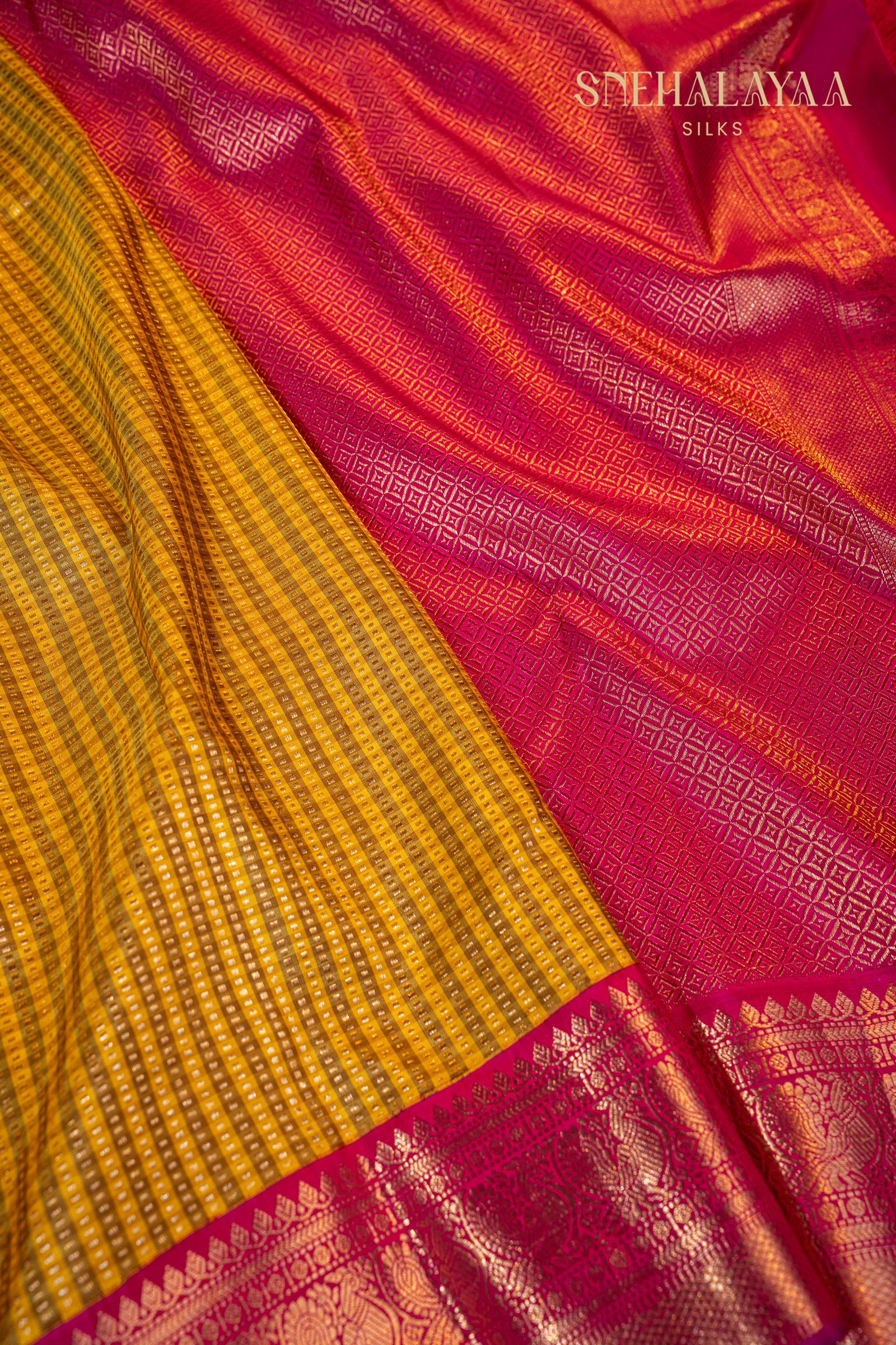 Mustard Yellow Kancheevaram Silk Saree