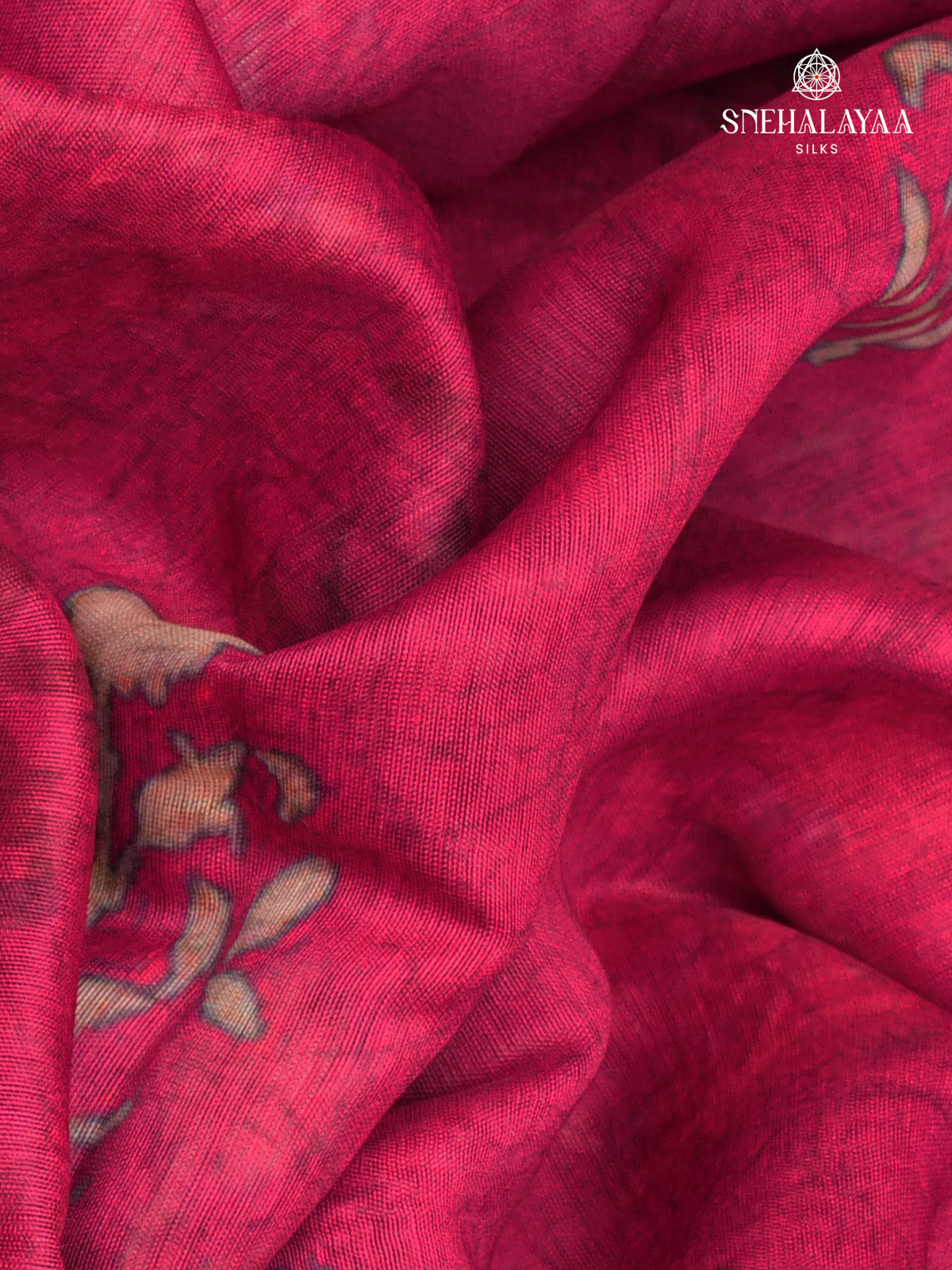Rani Pink Linen Embroidery Saree