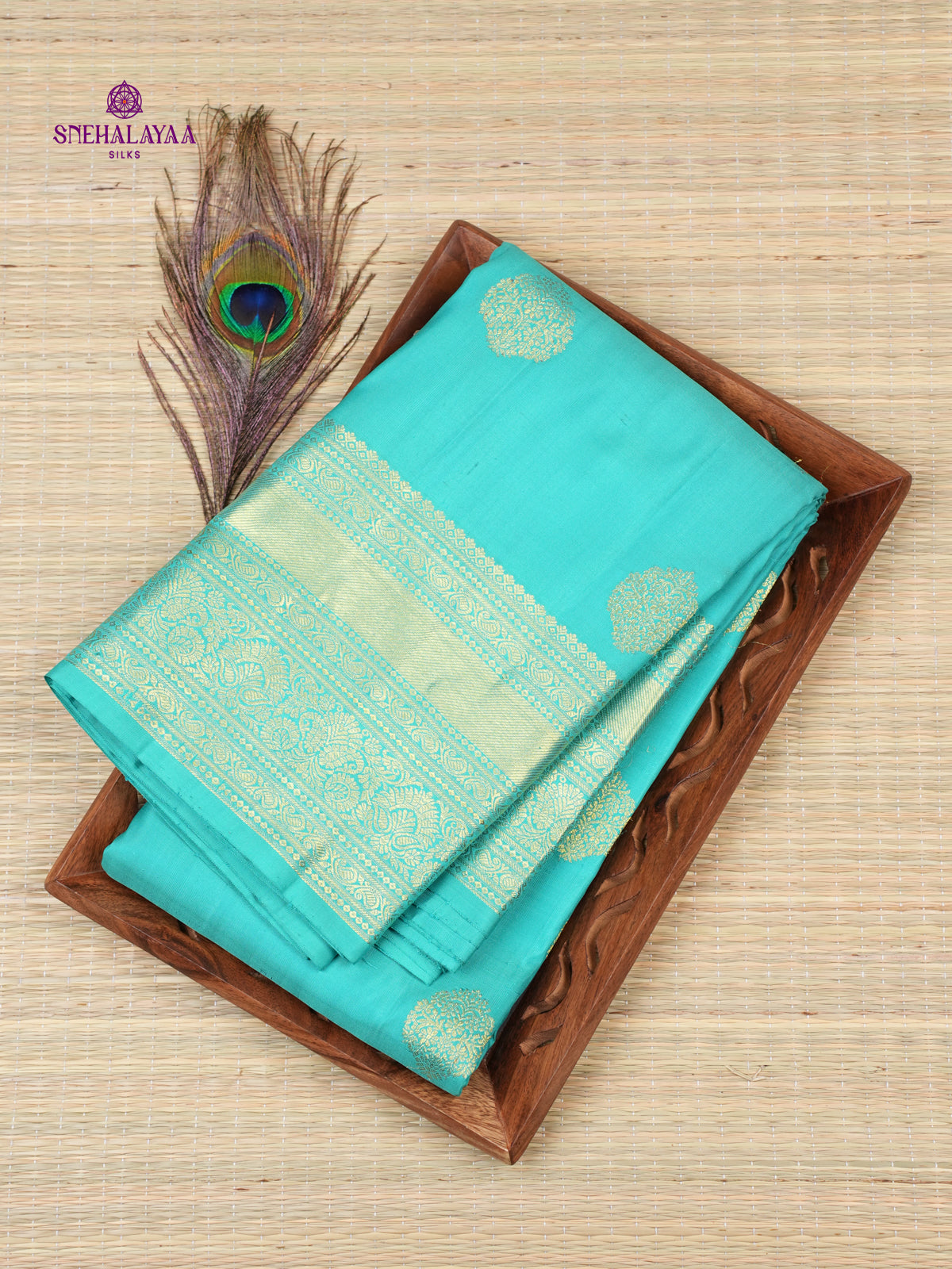 Teal Blue Kanjivaram Silk Saree