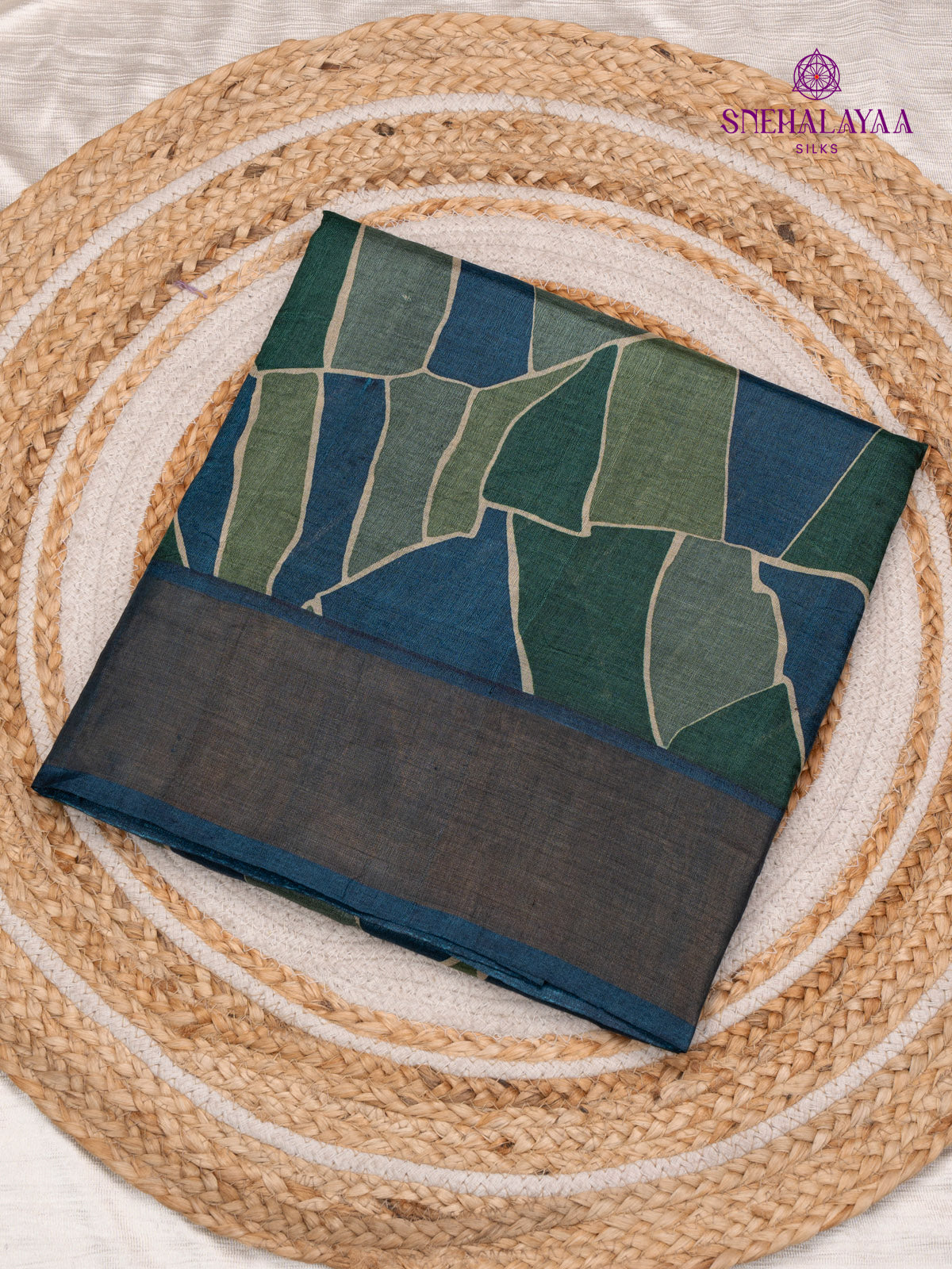 Navy Blue Tussar Saree