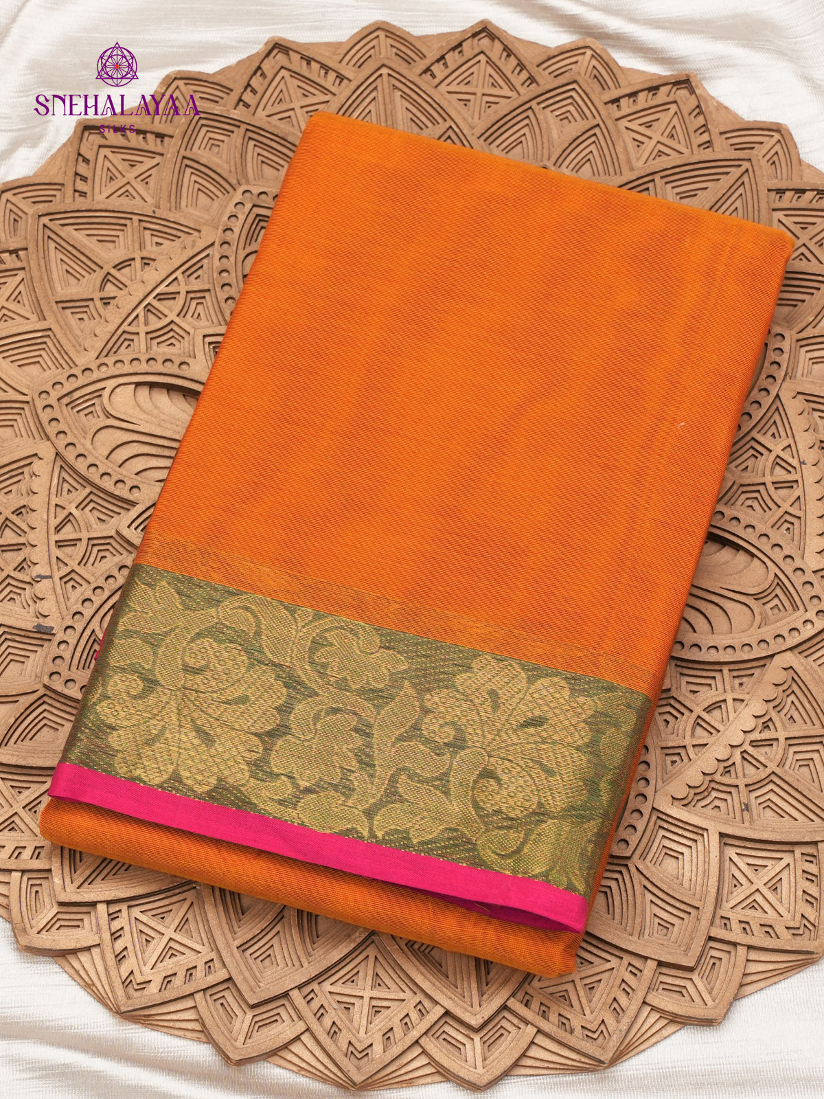 Orange Chettinad Cotton Saree