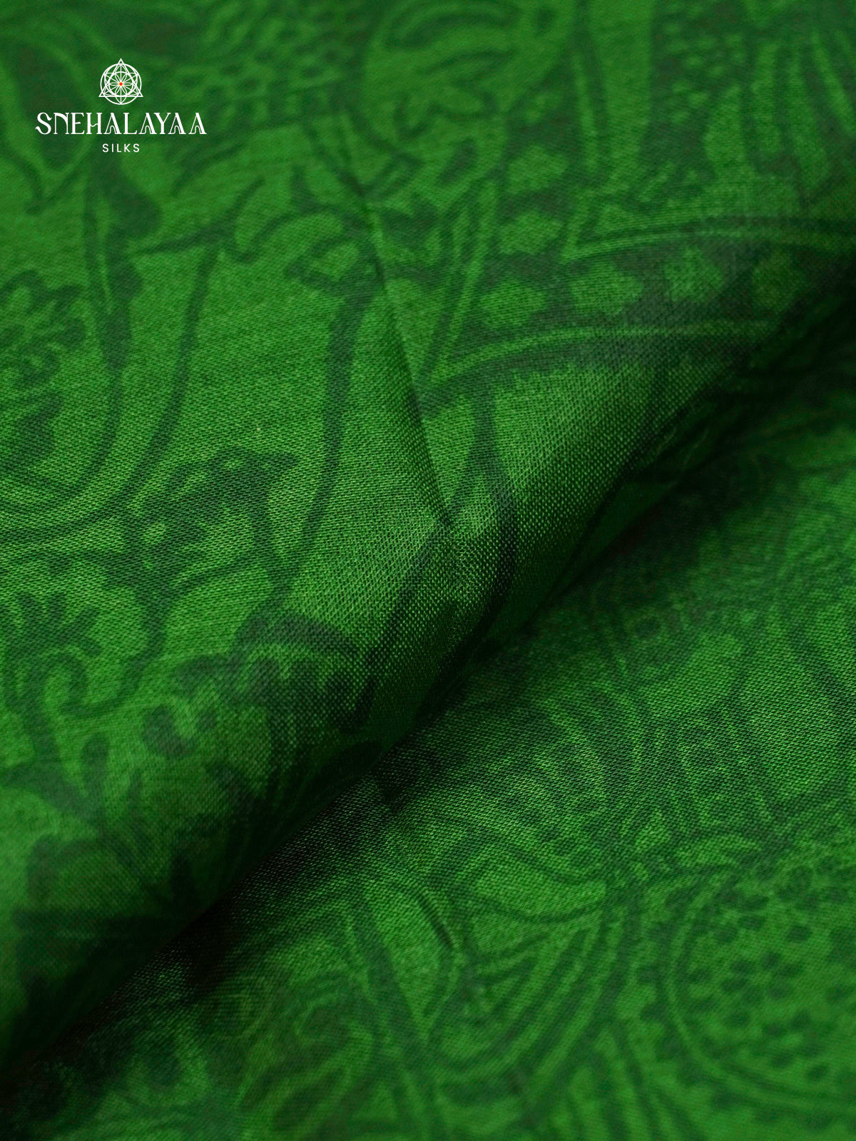 Bottle Green Printed Saree