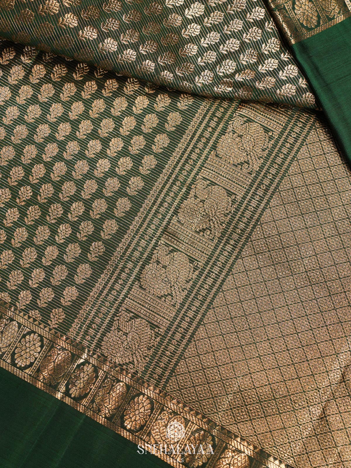Bottle Green Kanjivaram Silk Saree