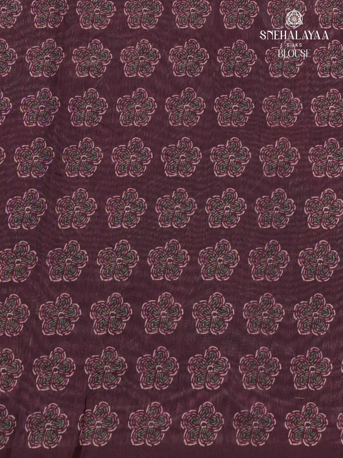 Brown Printed Linen Saree