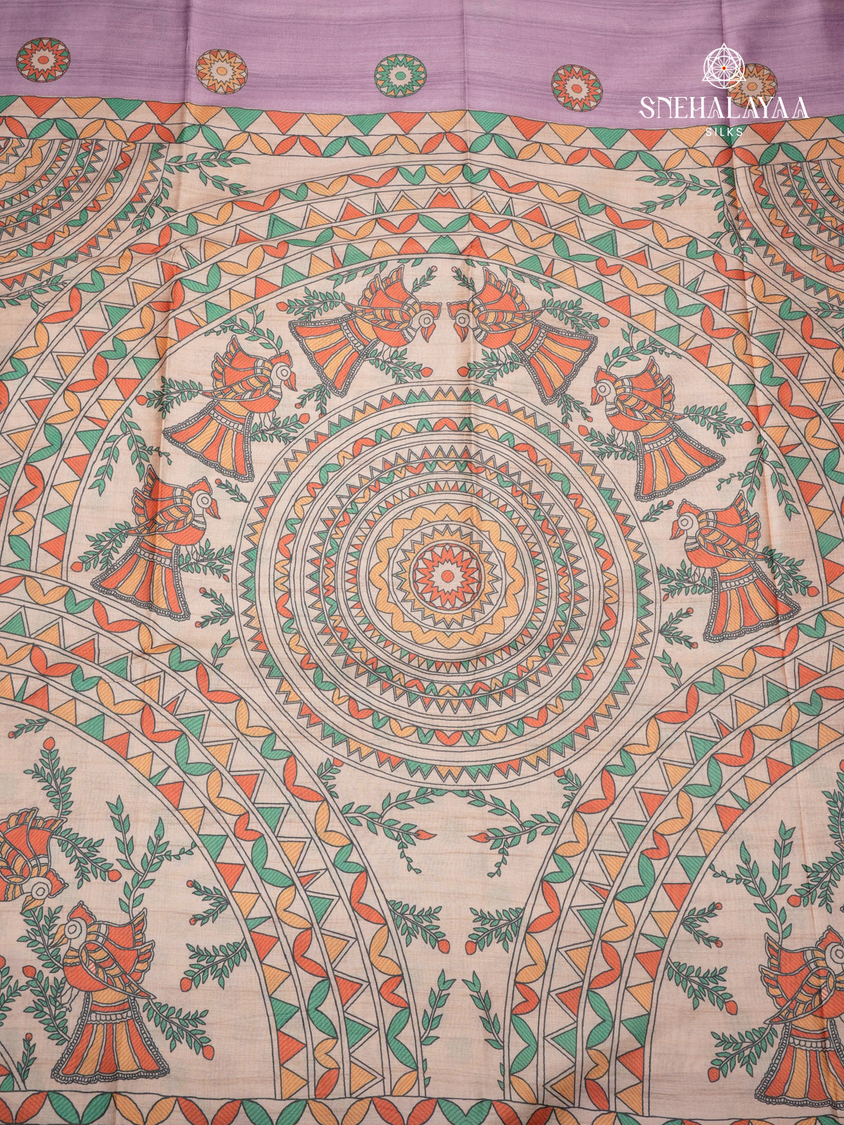 Lilac Madhubani Printed Saree